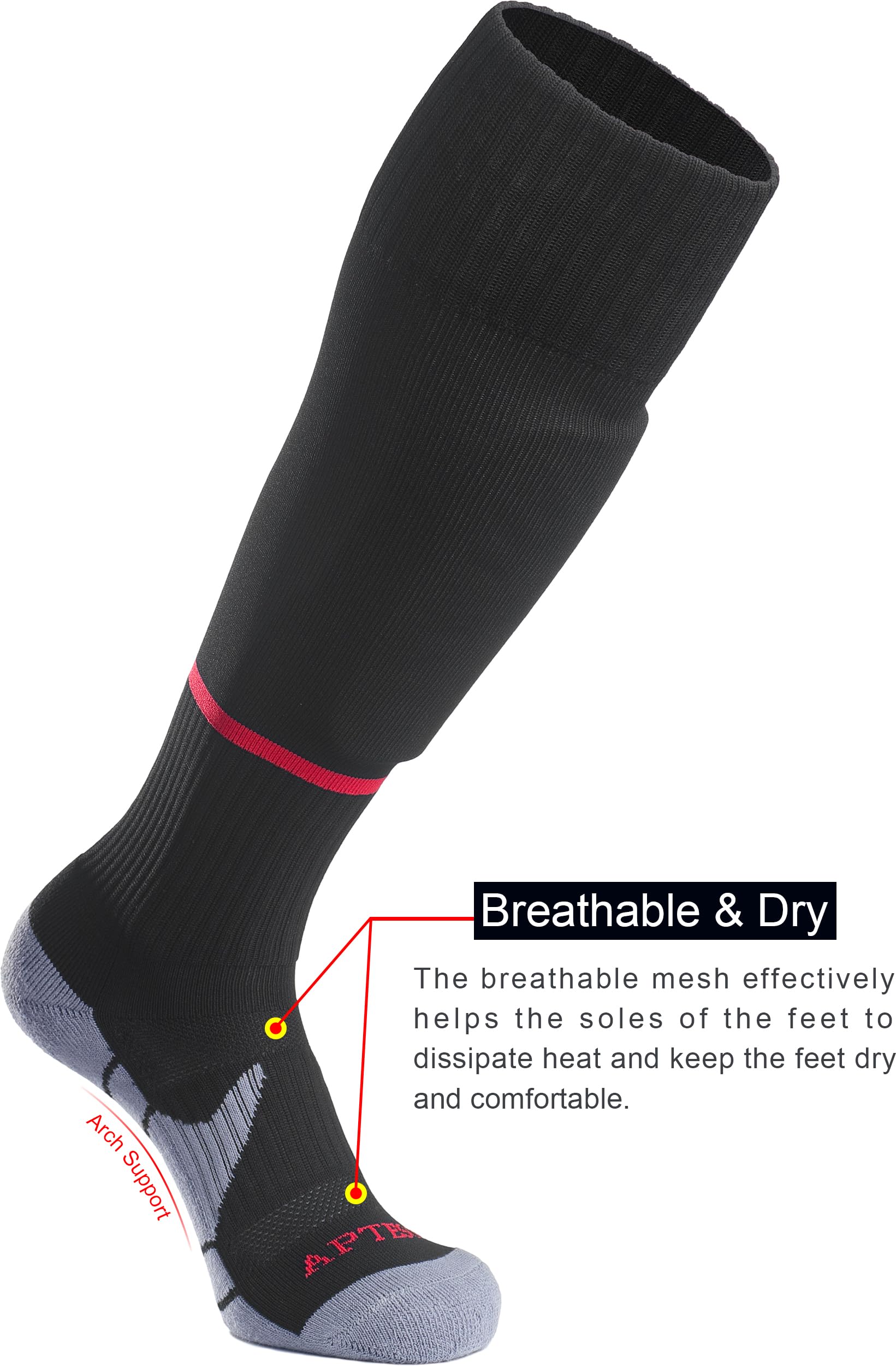 APTESOL Chaussettes de football montantes pour jeunes – Chaussettes de sport d'équipe pour homme et femme – Chaussettes de compression athlétiques en coton pour homme et femme (5 paires, multicolore,