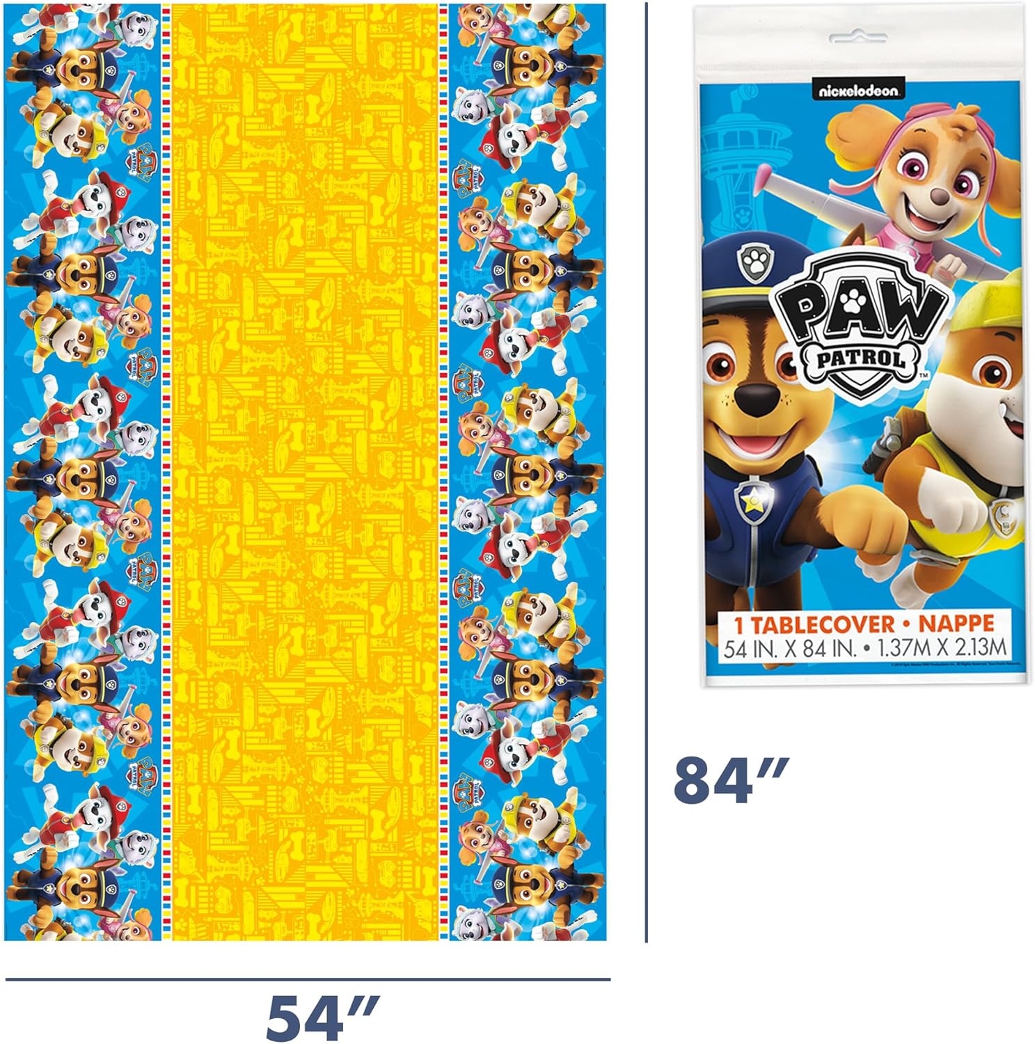 Unique Paw Patrol Birthday Decorations - Rectangular Plastic Tablecloth (Pack of 3) & Sticker