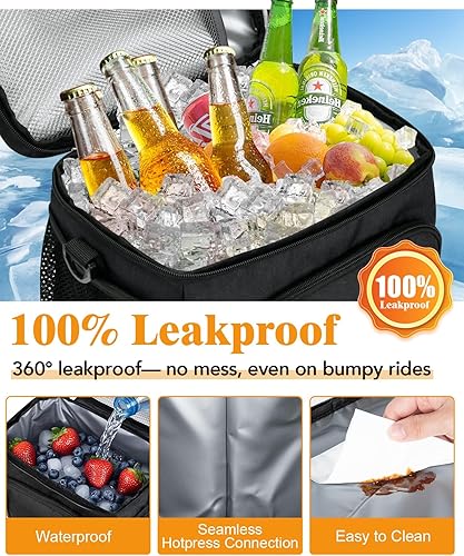 Miniatura 3 de Lonchera aislada para hombres y mujeres, lonchera a prueba de fugas, bolsa suave y enfriadora, correa ajustable, lonchera reutilizable para el