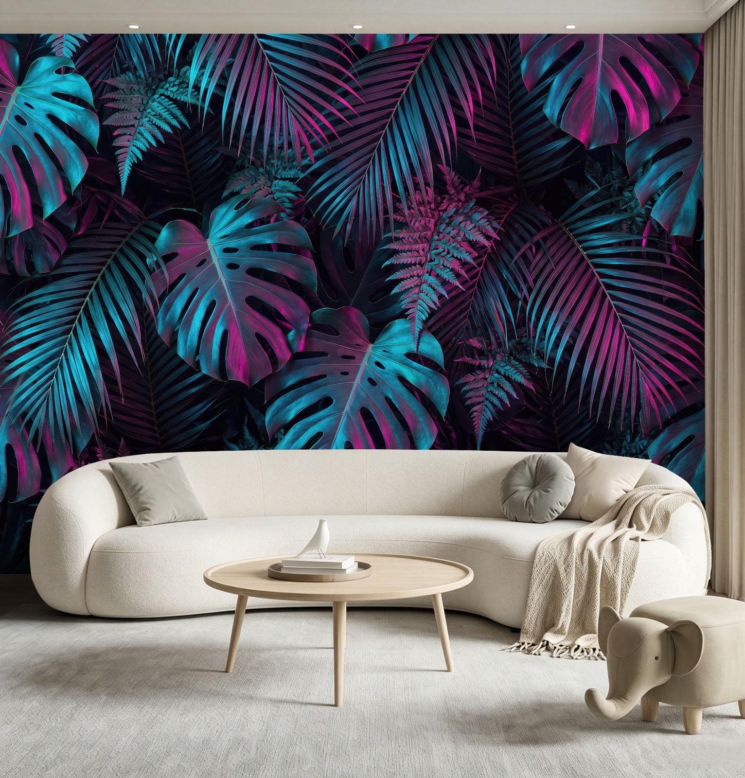Tropikalna botaniczna tapeta panoramiczna - dekoracja ścienna XL monstera liście palmowe paprocie - gobelin ścienny tapeta z włókniny do sypialni salonu biura - obraz ścienny 250 x 175 cm