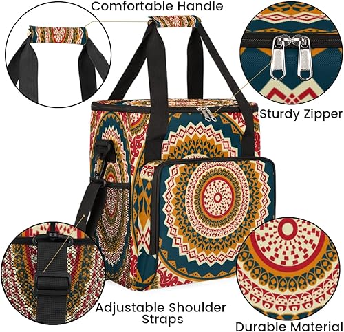 Miniatura 6 de Bolsa de transporte para cafetera de mandala retro con patrón para Keurig K-Mini o K-Mini Plus K-Cup Pods Almacenamiento portátil Cafetera Bolsa de