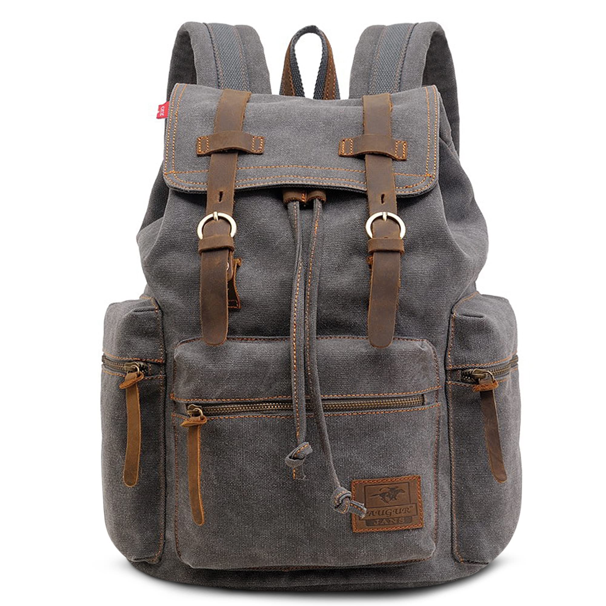 VARLIVOO Retro Hombre Mochila Estudiante Mochila 15,6" Portátil Universitaria Mochila de Hombre Viajar Colegio Cámping Lona