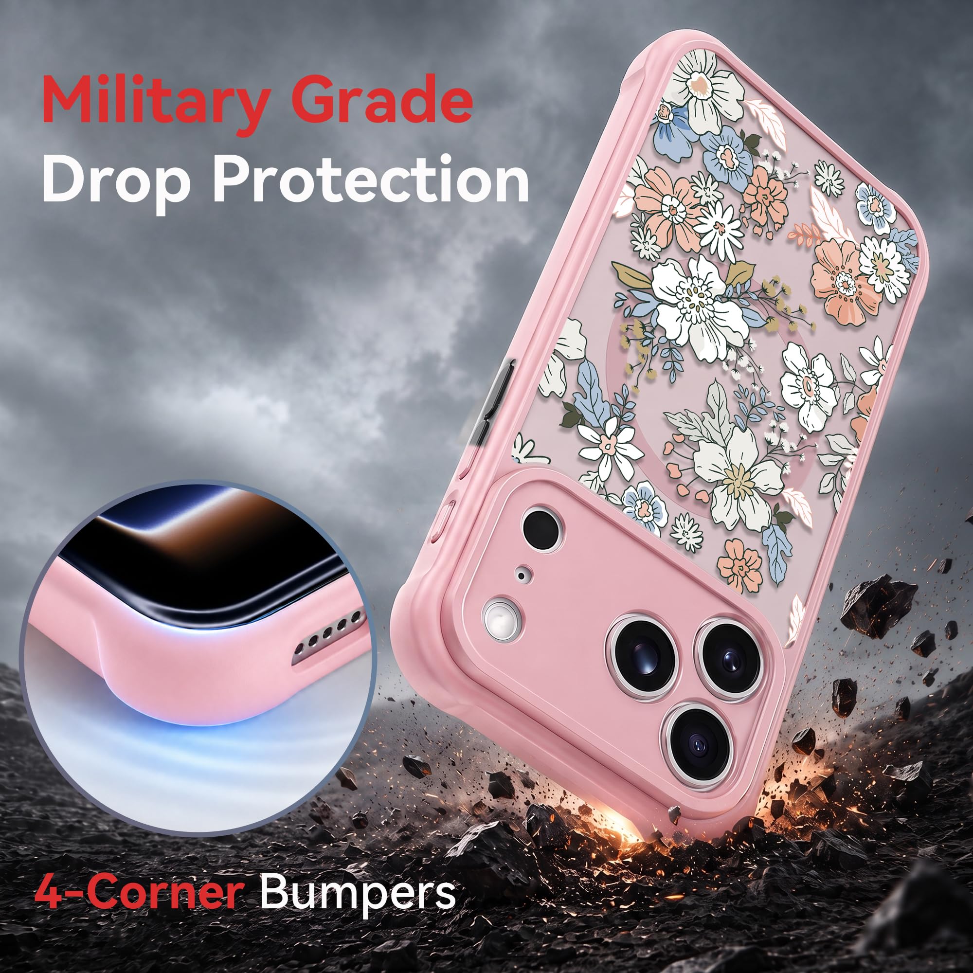 Coque esthétique rose pour iPhone 12 Pro Max, jolie fleur