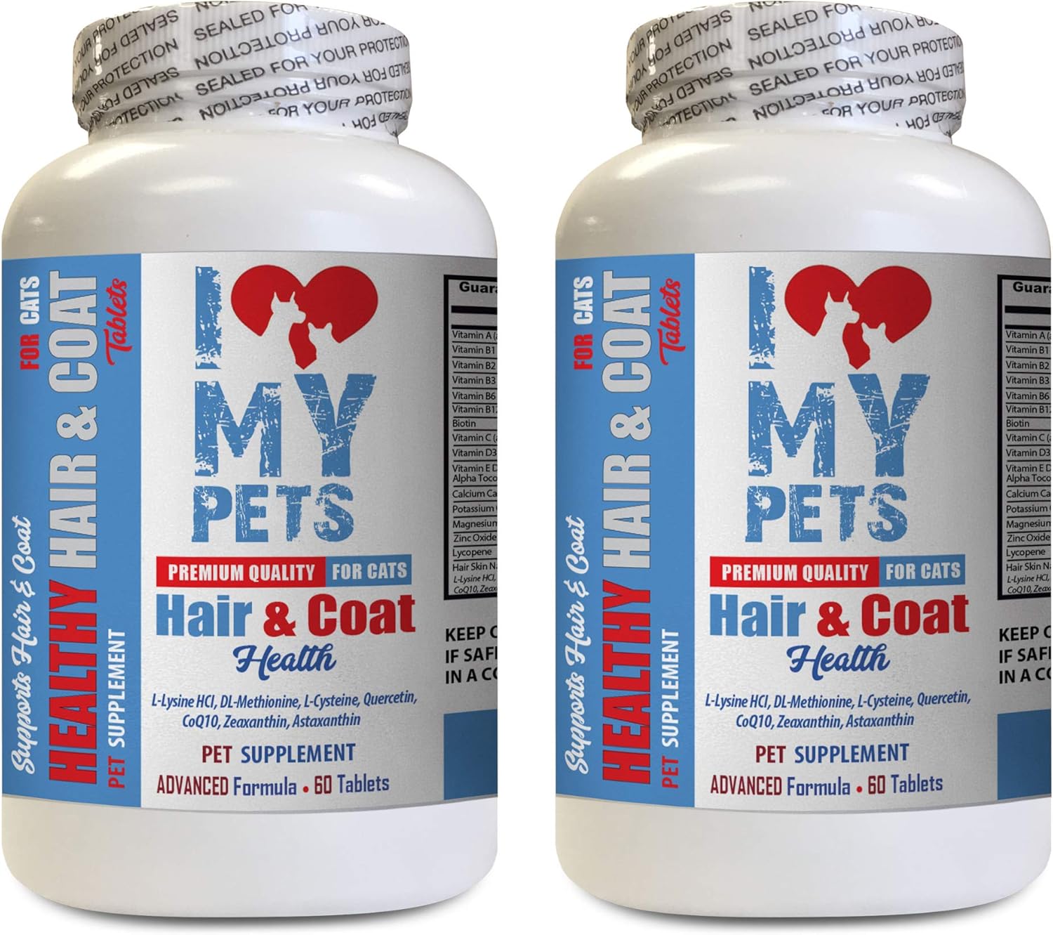 I LOVE MY PETS LLC Vitamins for Cats Skin and Coat - CAT Hair and Coat Health - Healthy Skin - Premium Quality Treats - cat Vitamin b Supplement - 2 Bottles (120 Tablets)
