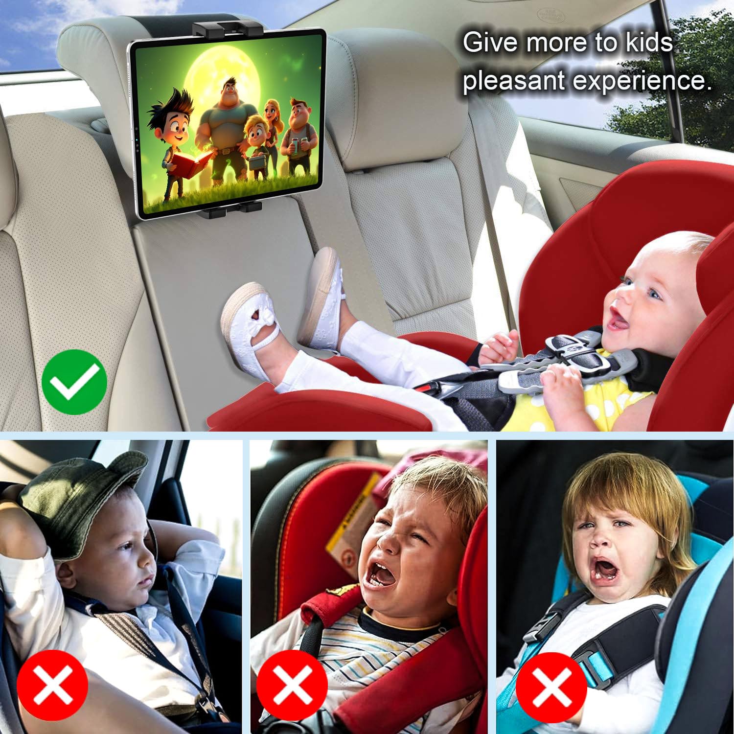 Auto Kopfstütze Tablet Halterung, KFZ Rücksitz iPad Halter für Kinder