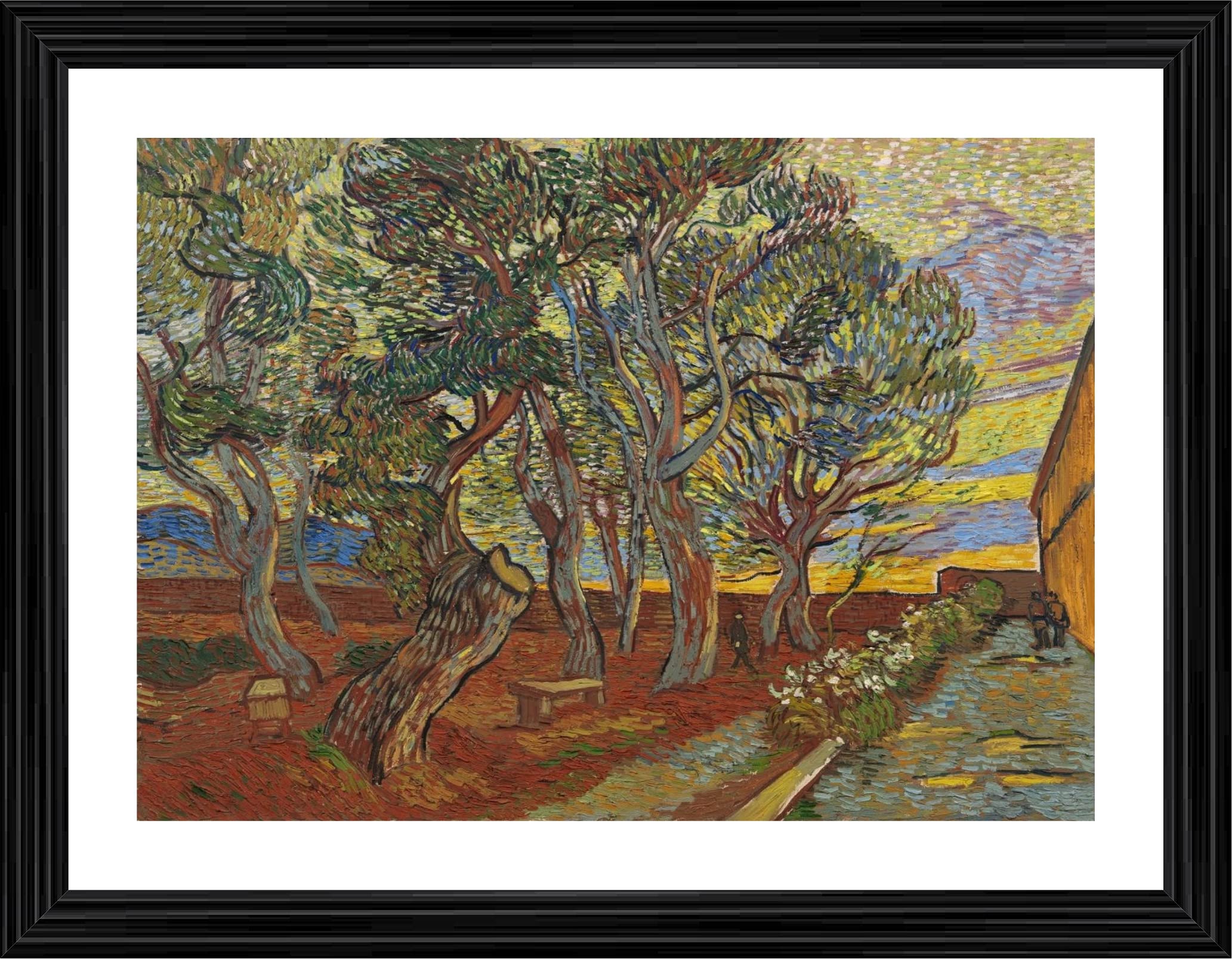 Decoratus� *Garden of the Asylum* (1889)- A Famous Painting by Van Gogh, Wall D�cor Frame. Matt Satin Print with MDF & 1"PS Black Frame. Size 18"x14".