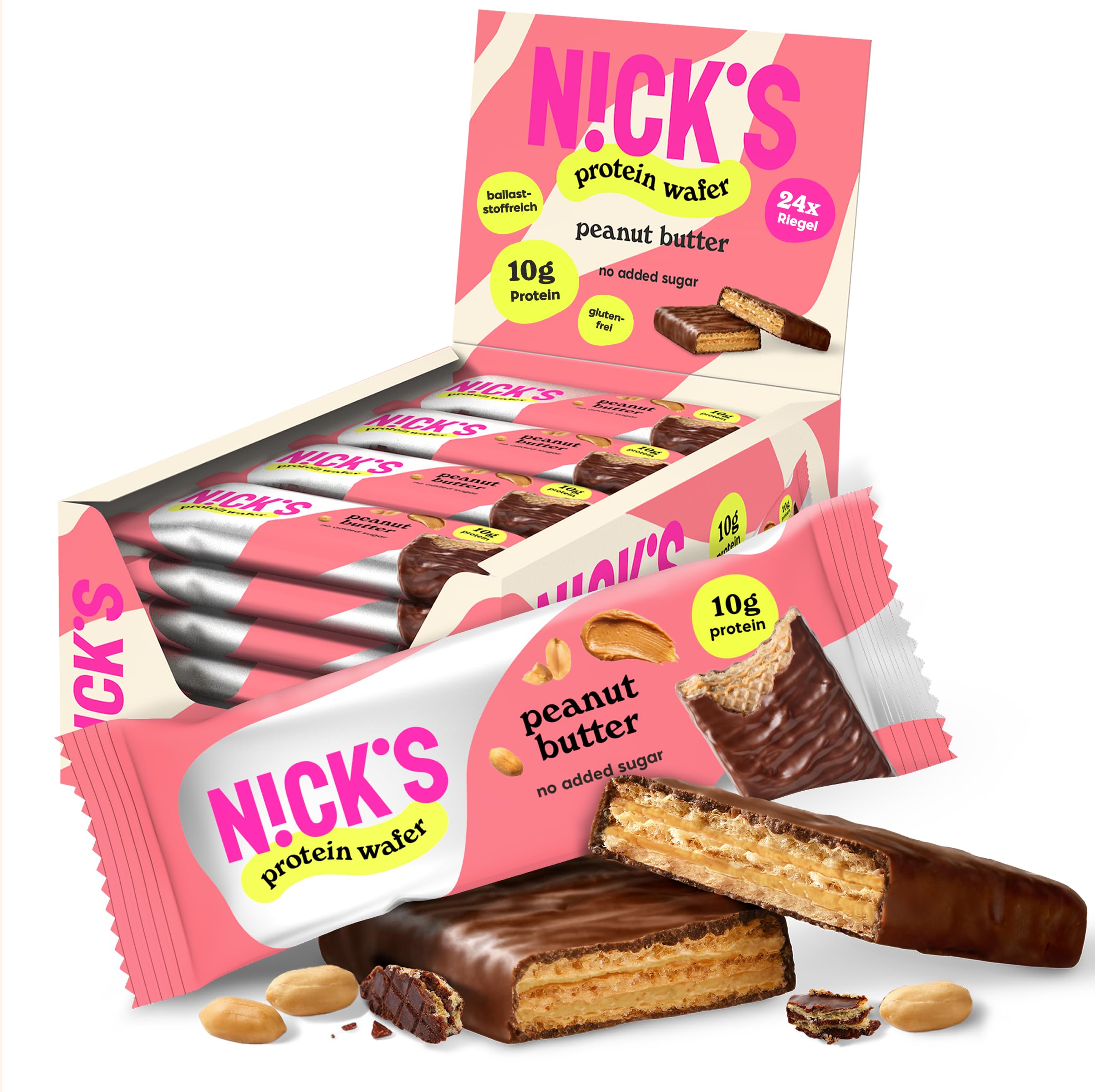N!CK'S Protein Wafer Riegel Erdnussbutter, 24x40g