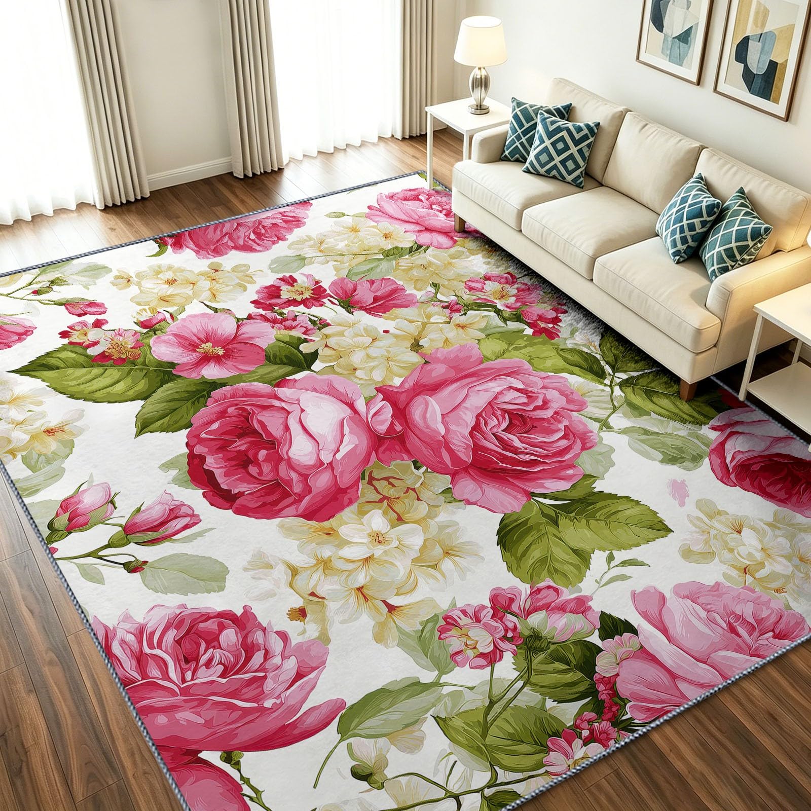 Alfombra de habitación para niña estilo victoriano suave de 60 x 113 cm
