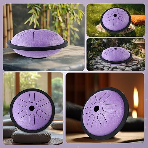 Miniatura 8 de Yahpetes Tambor sin preocupaciones de 5.5 pulgadas, tambor de lengua de acero de 6 notas, instrumentos musicales, tambores de mano con tambor de