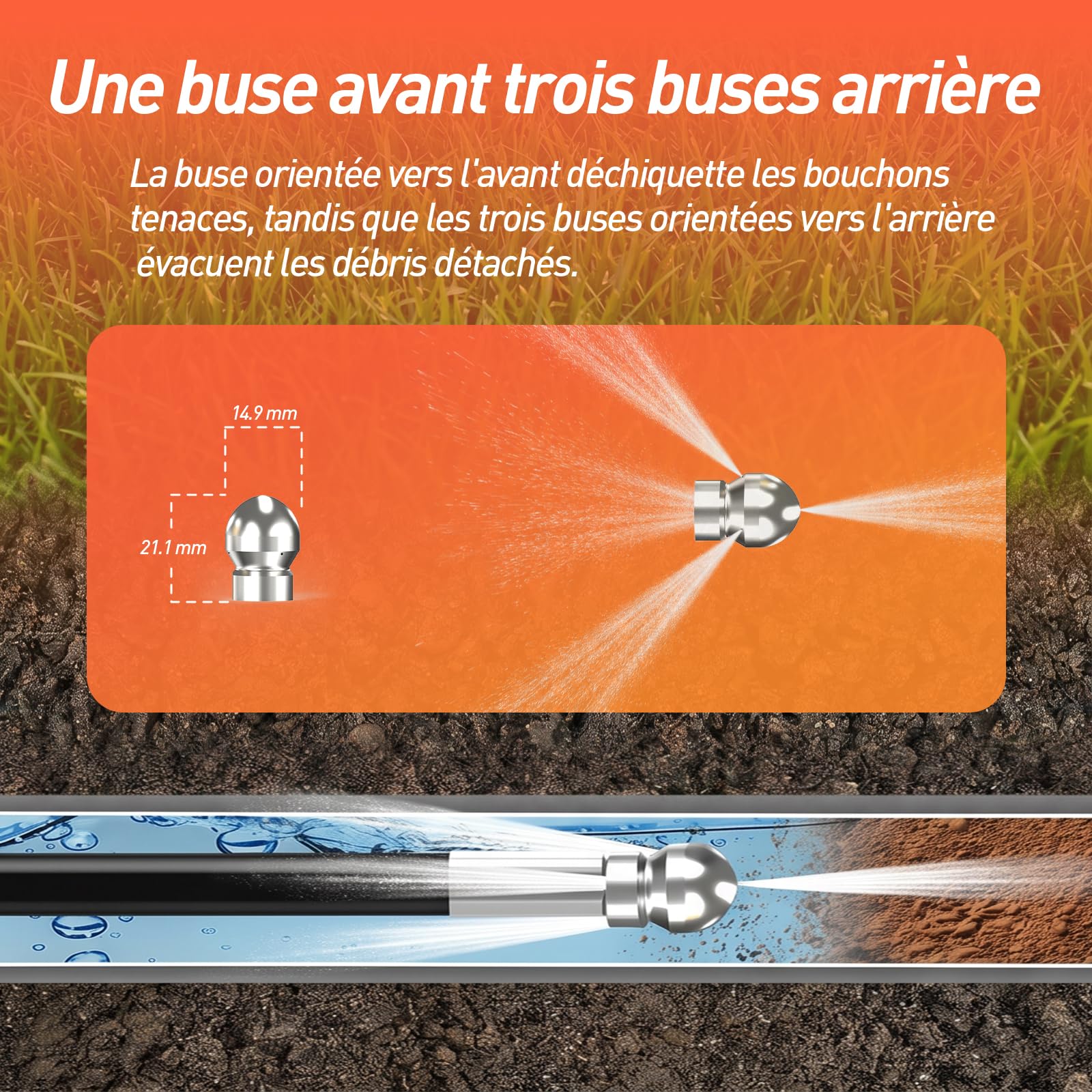 30M Deboucheur Canalisation Haute Pression Pour Karcher K2-K7