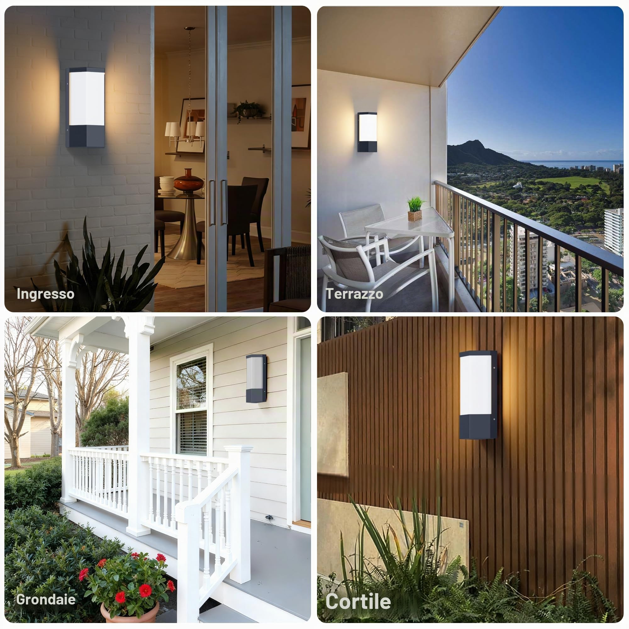 Aipsun 24W Applique Da Esterno/Interno LED Antracite