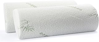 2PK Bamboo Half Moon Cervical Roll Cylinder Bolster Pillow - Memory Foam Pillow for Sleeping Ergonomically Design for Head, Neck, Back,Legs and Knees Ideal for Legs and Knee Support.