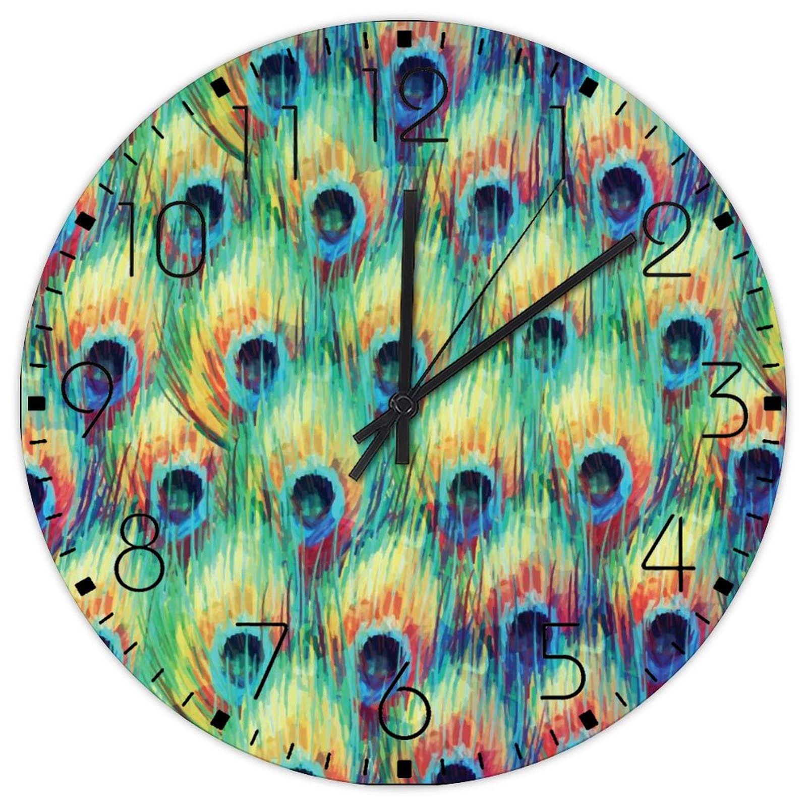 Horloge murale en bois rustique ronde double face 38 cm pour salle de classe et de sport