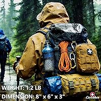Vista 5 de Bolso Molle, Carlebben, de primeros auxilios de emergencia, con útiles bolsillos elásticos, Marrón, talla única