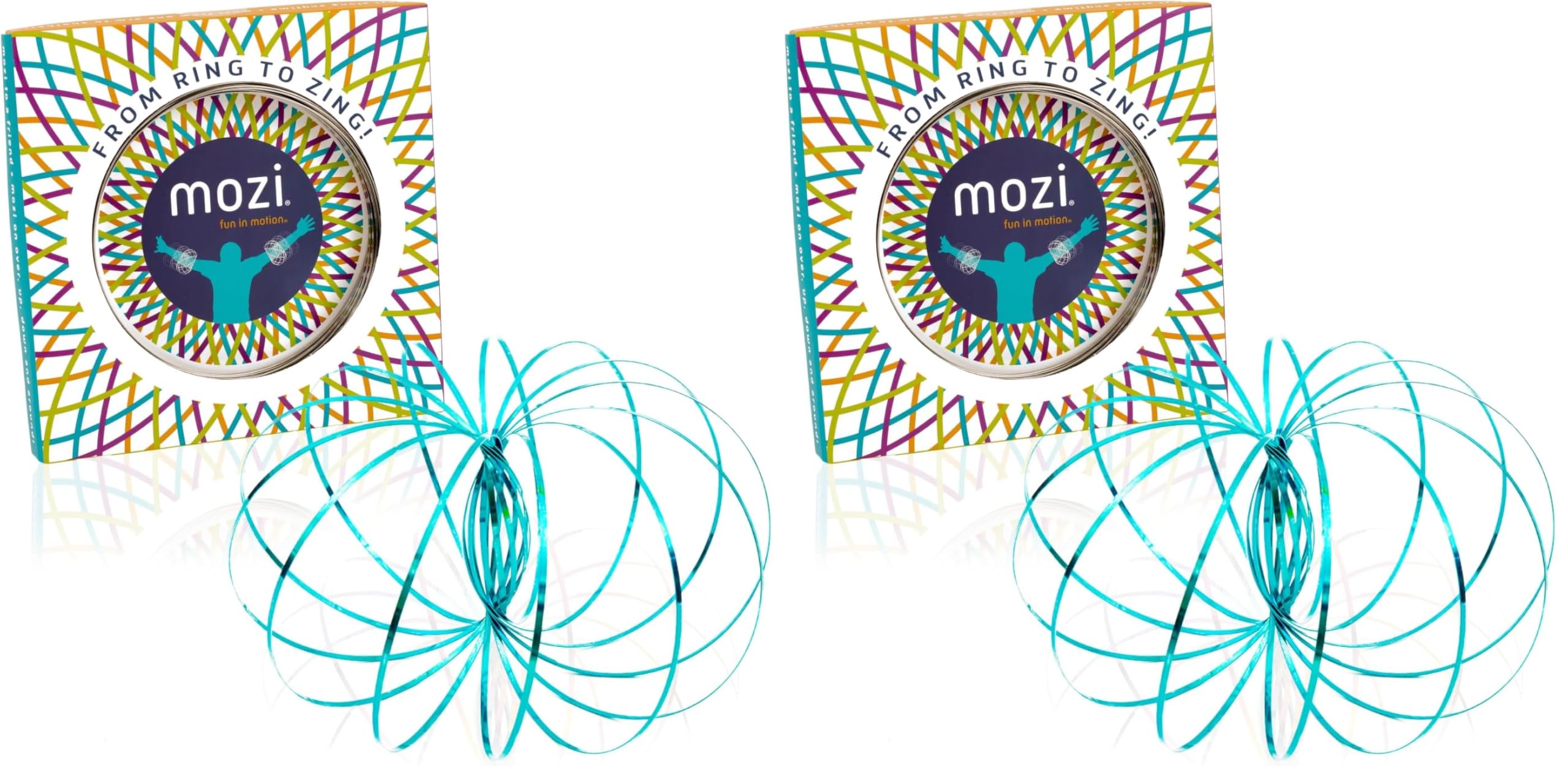 Mozi Geometric Magic Flow Bracelet - Easy to Use - 3D Spiral Toy, Spinning Bracelet Spiral for Children and Adults (Sapphire Blue) (Pack of 2)