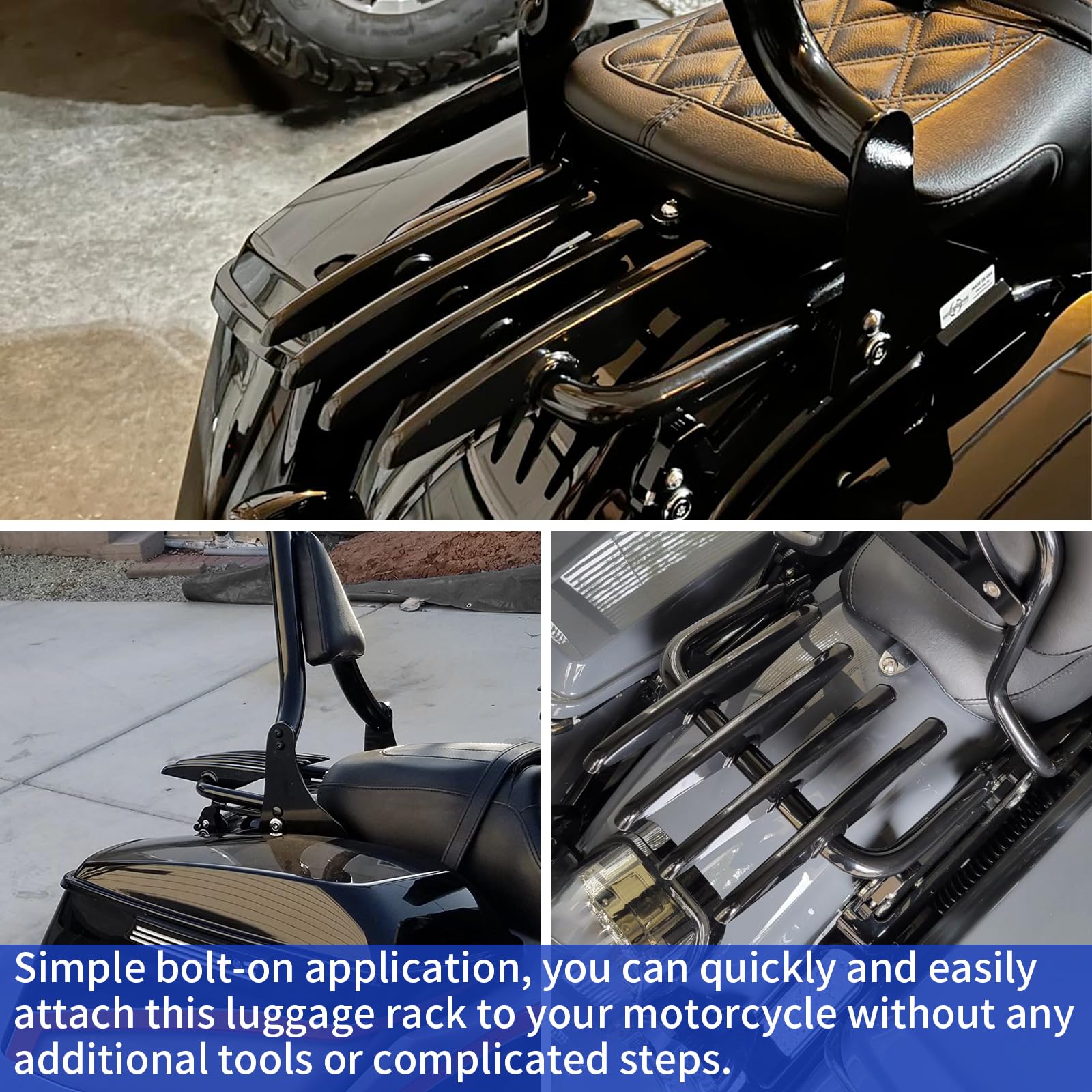 WOOGA Motorrad Gepäck Halter Hinten Gepäck Träger Rack Ladungen Halter Halterung Zubehör für Har&le&y Davidson Street Glide Road King Special Road Glide (Schwarz)