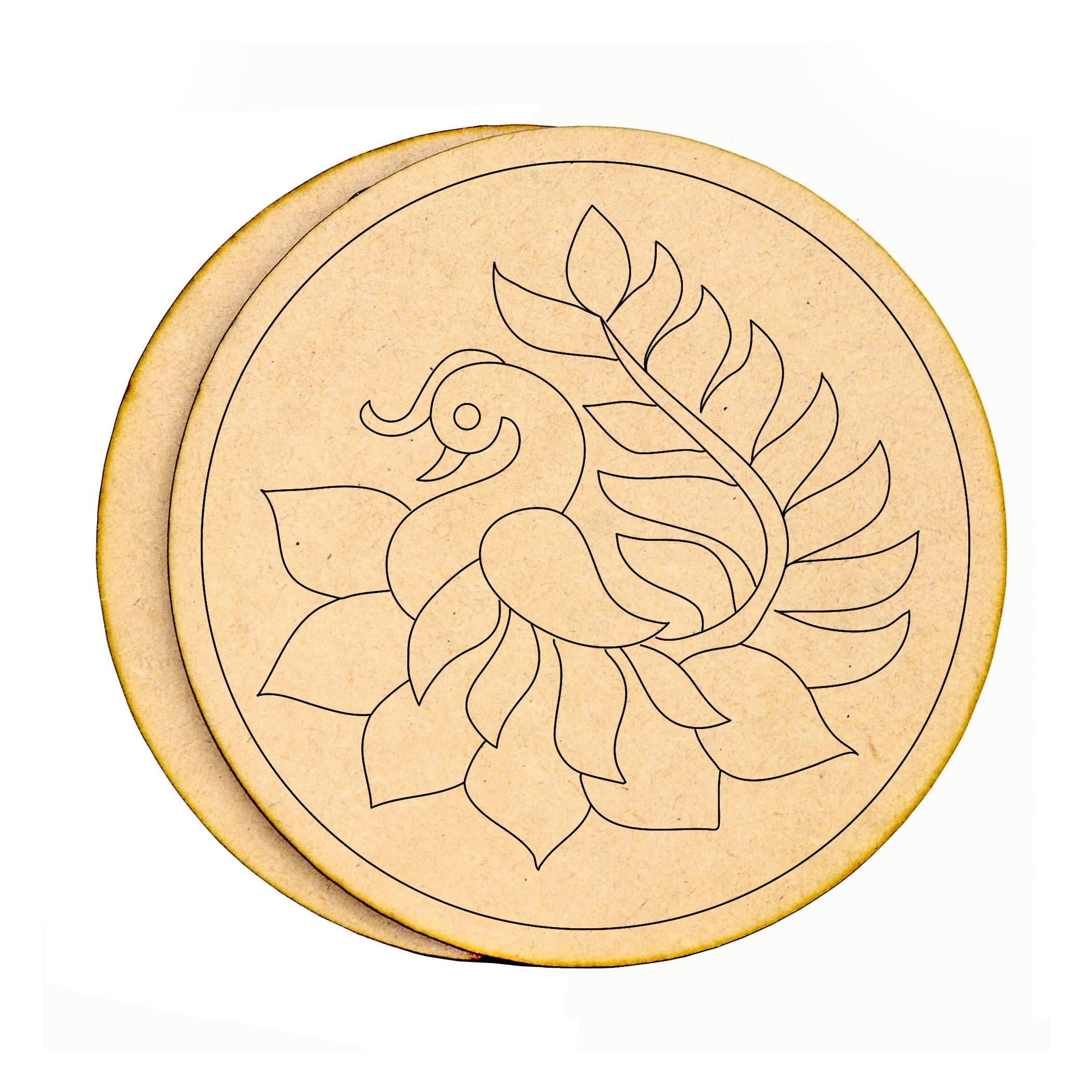 AJANTA ROYAL Premium MDF Mandala Art Board-3.5mm Thick Round Laser Engraved Design | DIY Lippan Art, Mandala Painting, Clay Craft Base | (Set of 2 Pieces) (6"x 6" Inch) (MDL-14)-image-9