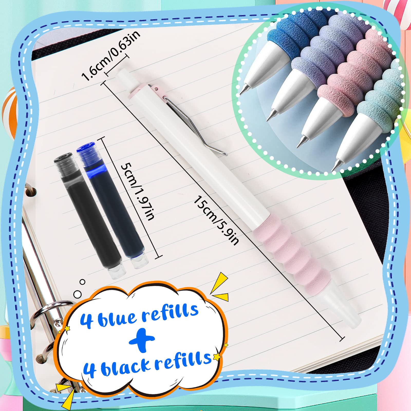 Einziehbarer Füllfederhalter 0,38mm - Mit 5 Tintenpatronen Kappenlos