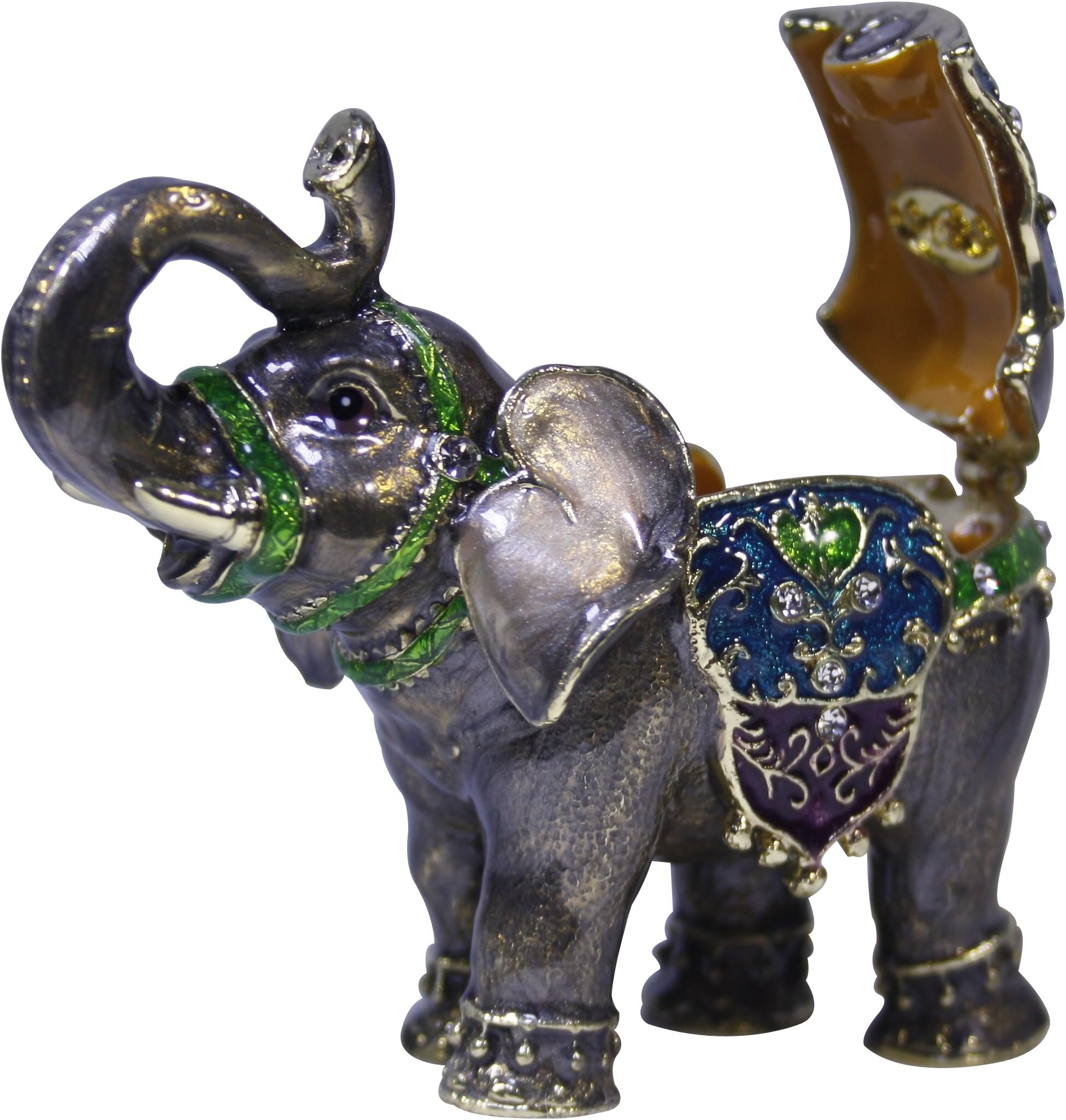 Elephant with Green Leash Trinket Box
