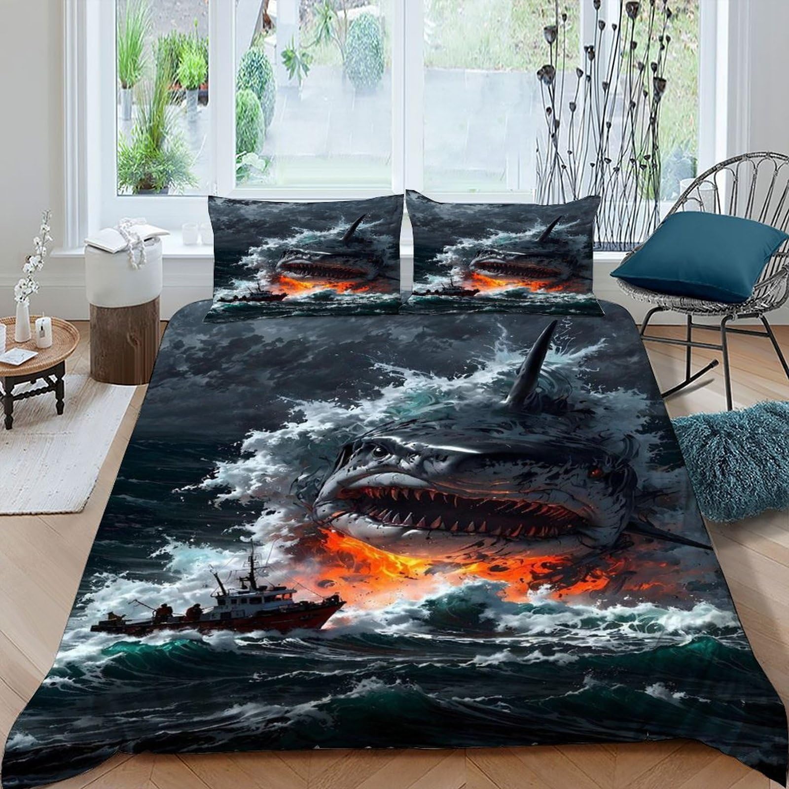 Linge de lit marine sur le thème des animaux sauvages en microfibre