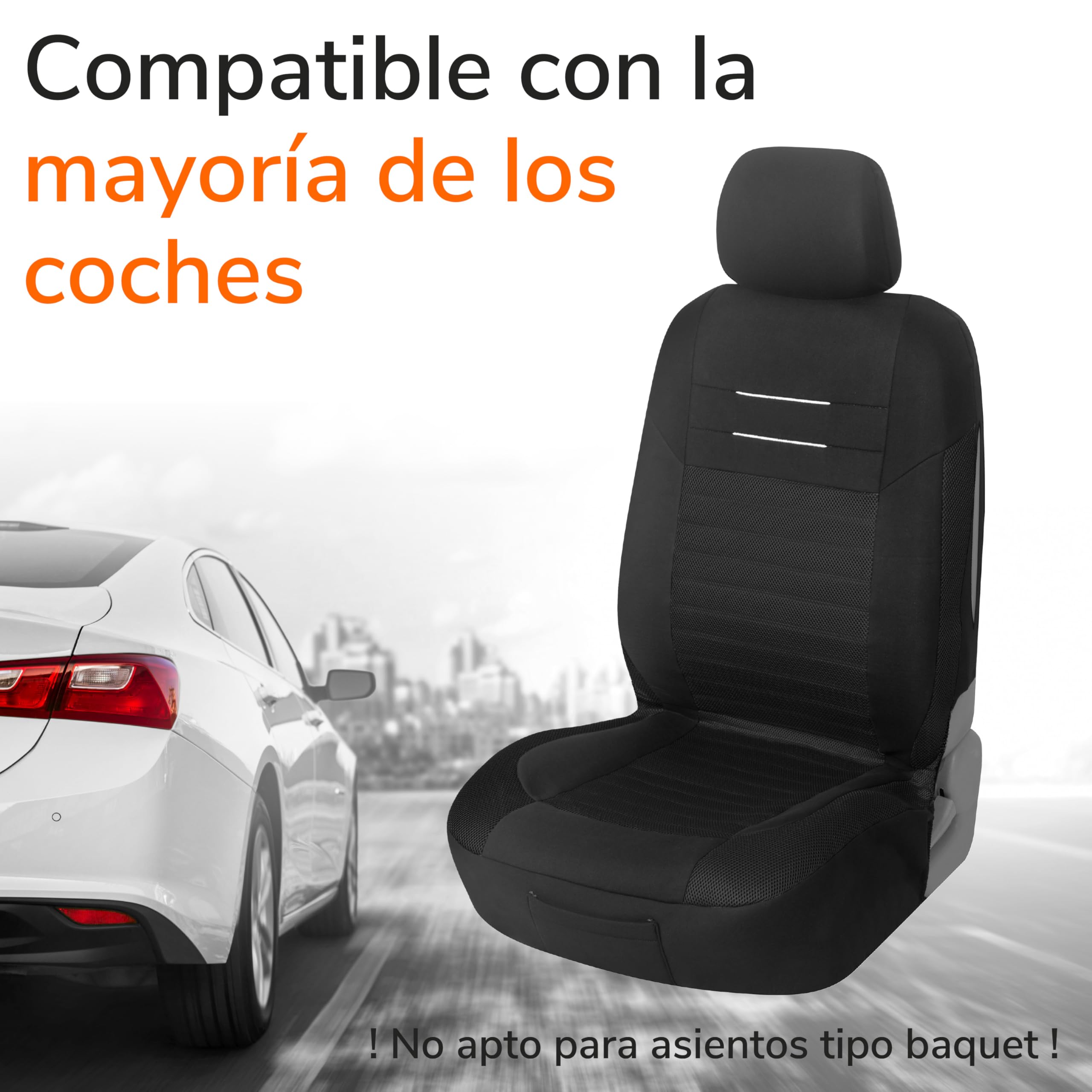 Upgrade4cars Fundas Asientos Set Universal Versión 2026 | Protectores Delanteros y Trasero | Accesorios Coches Interior Decoración