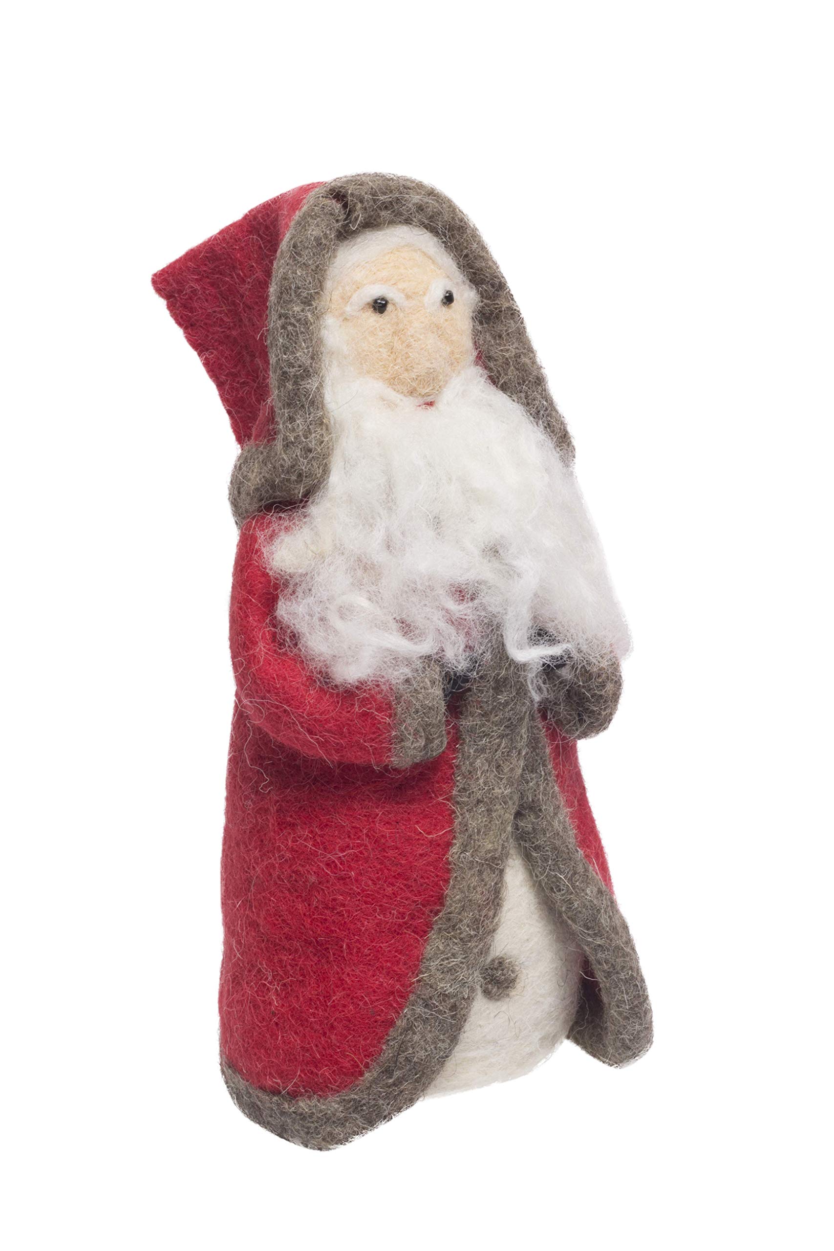 De Kulture Ornamento Babbo natale in Feltro di Lana Fatto a Mano, Decorazione Natalizia per Casa 4X4X8.5 cm
