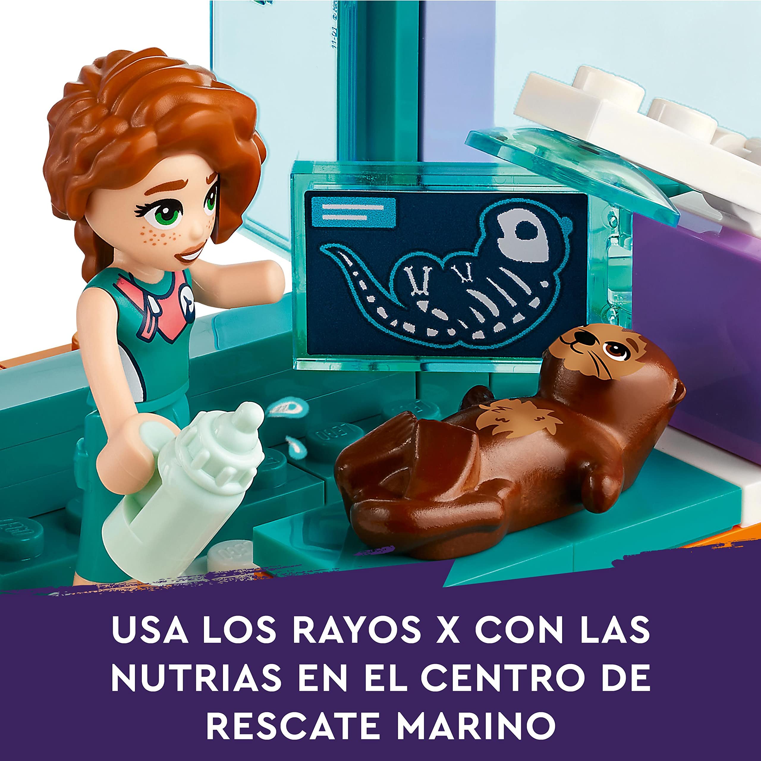LEGO Friends Centro de Rescate Marítimo, Juguete para Niños y Niñas de 7 Años o Más, Juego de Veterinario, Figuras de Animales Marinos: Nutria, Caballito de Mar y Tortuga, Regalo de Cumpleaños 41736