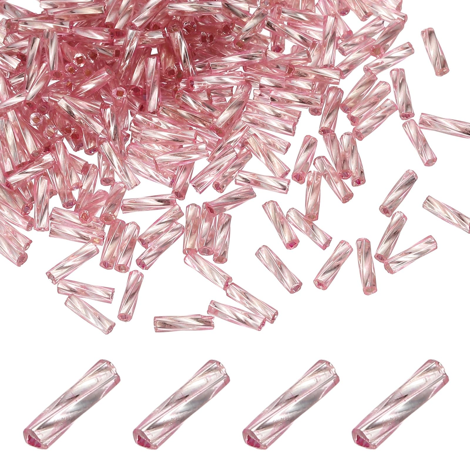 sourcing map 1500Pcs Glass Bugle Beads, 6x2mm Tube Mini Loose Glass Seed Spacer Bead Embroidery Beads for DIY Craft Projects Earrings Necklaces Bracelets Jewelry Making, Purple-Pink โ image 1