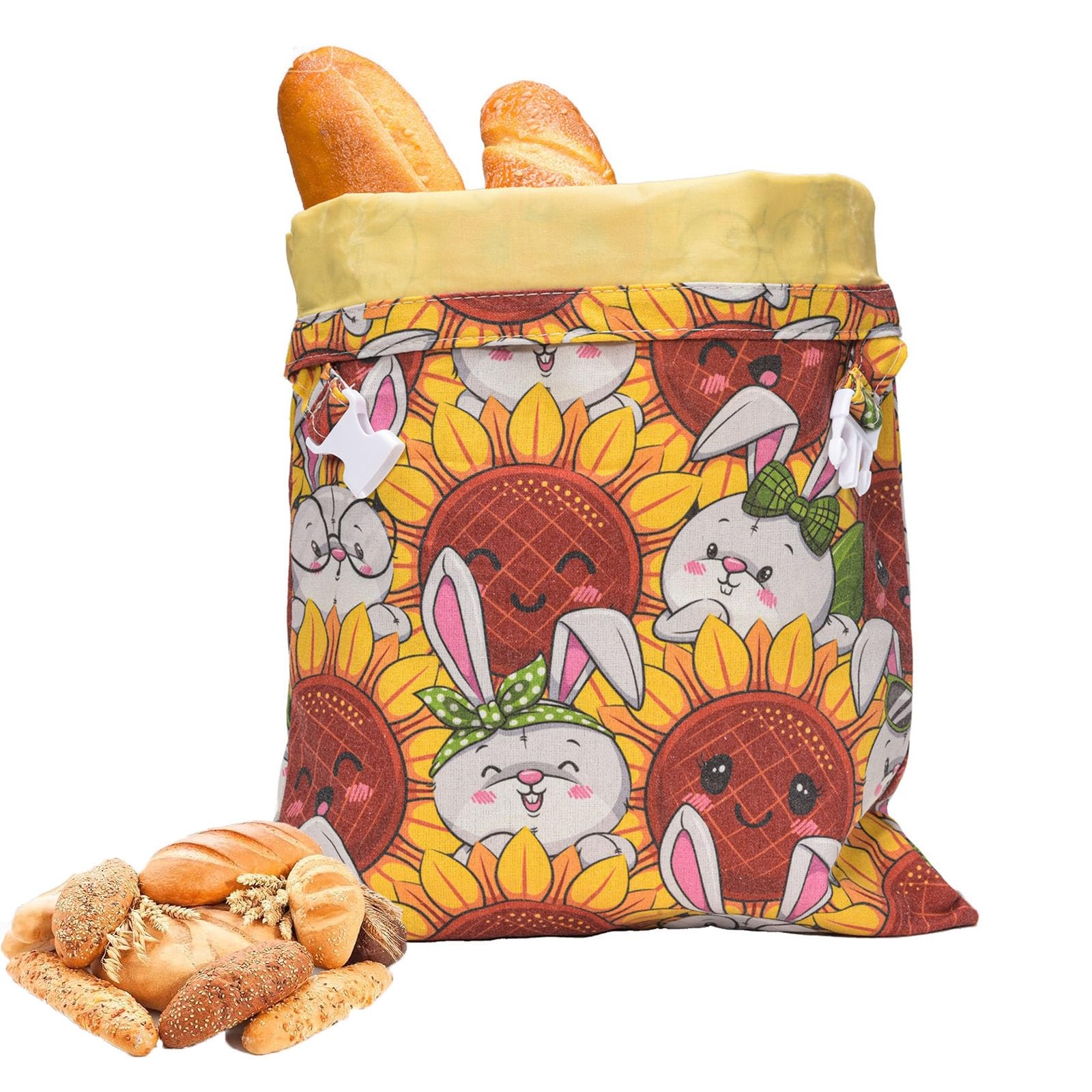 SQOYEI Homemade Linen Beeswax Bread Bag Refrigerated Fresh Keeping Sourdough Bread Bags Reusable Bread Storage Bags Portable for Schools