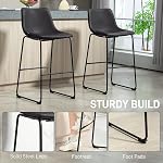 HOMCOM 24" Counter Height Bar Stools Set of 2, Vintage PU Leather Bar Chairs, Kitchen Stools with Footrest for Home Bar, Dark Brown