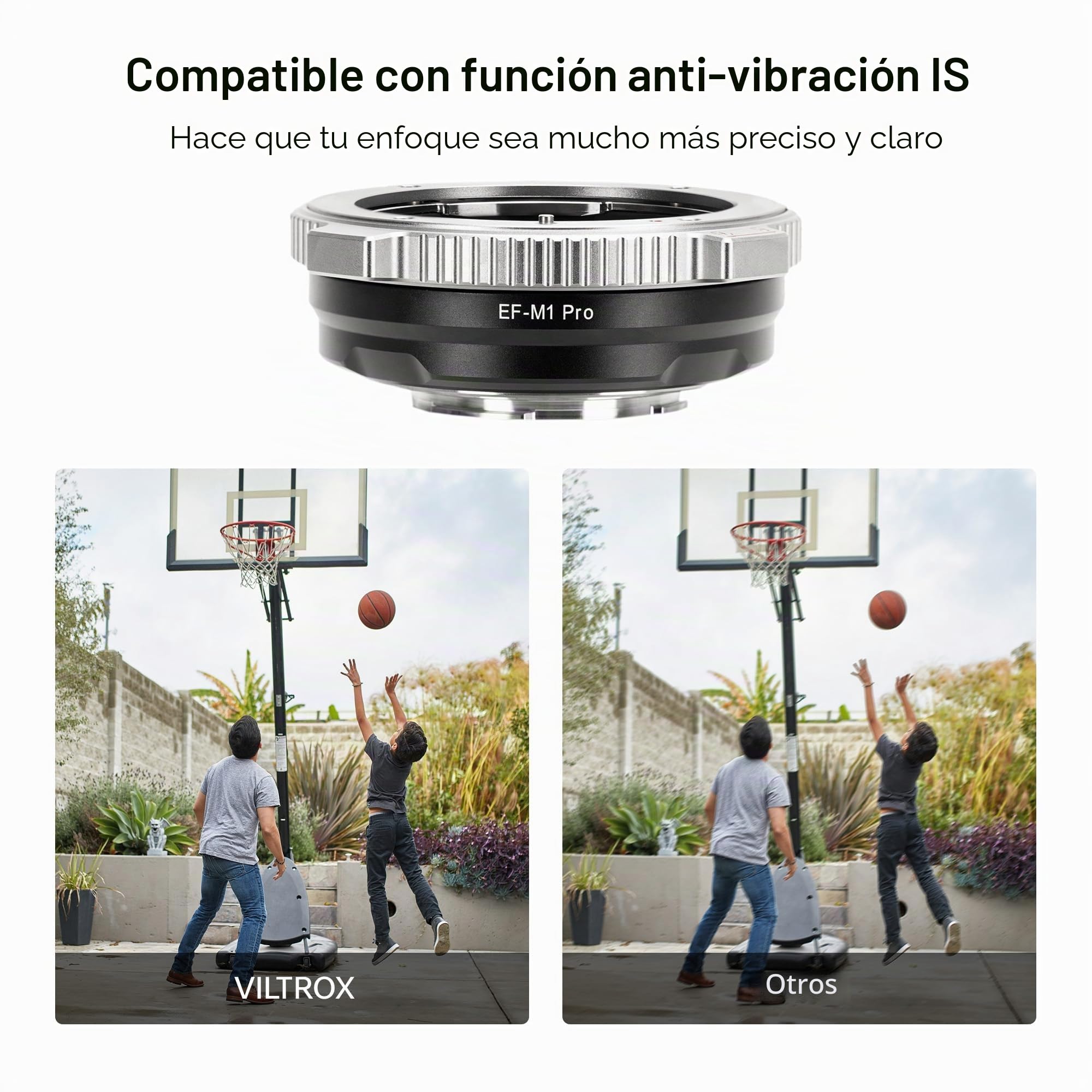VILTROX Adaptador de lente de enfoque automático EF-M1 Pro compatible con lentes EF/EF-S a cámaras M4/3 MFT GH4 GH5 GF6 GX7 E-M5 E-M10 II E-PL5