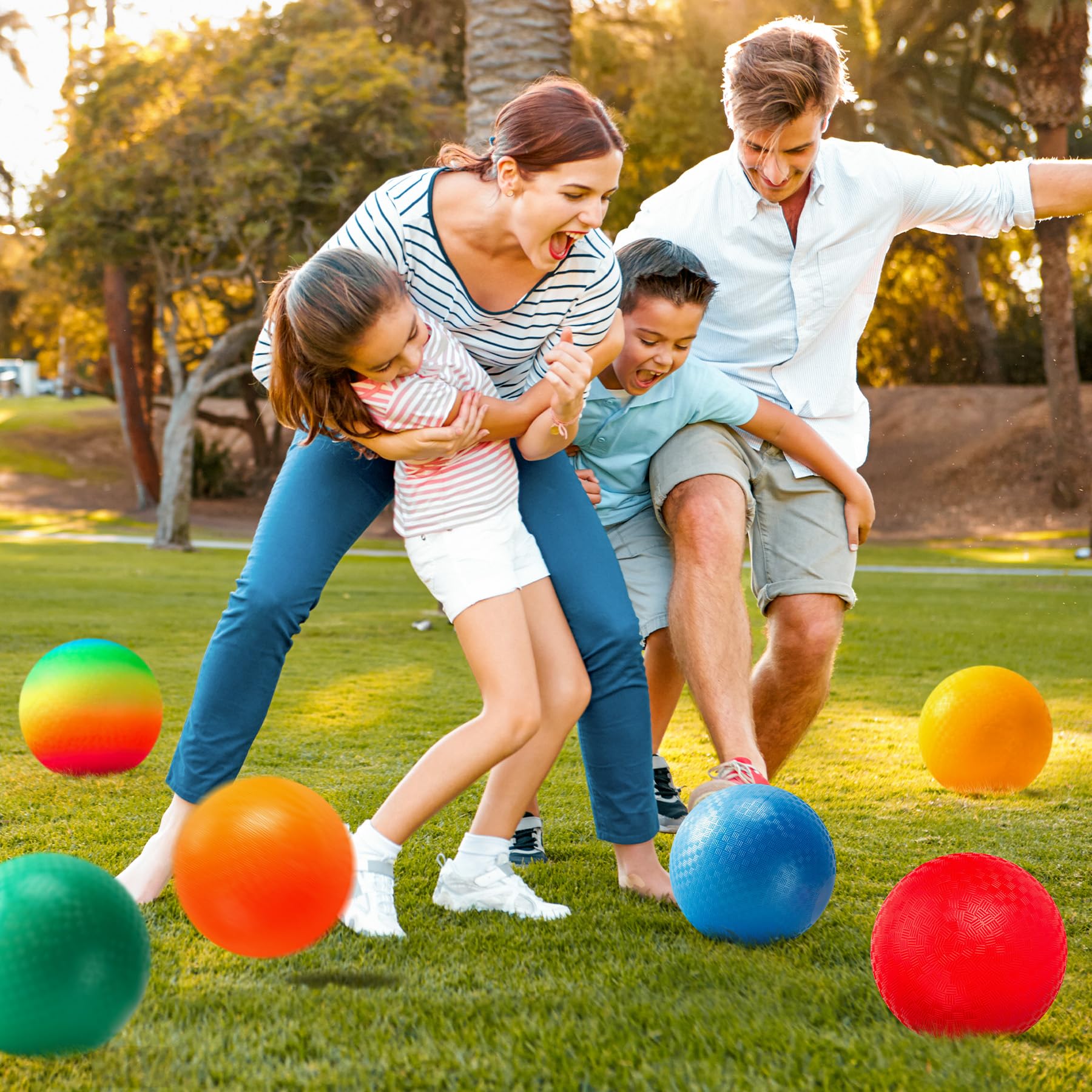 U&C Planet Confezione da 6/12 palloni da gioco da 8,5 pollici Set di palloni da calcio Palla prigioniera con pompa Gaga Ball Pallamano Soft Boucy Balls Bambini Palle arcobaleno