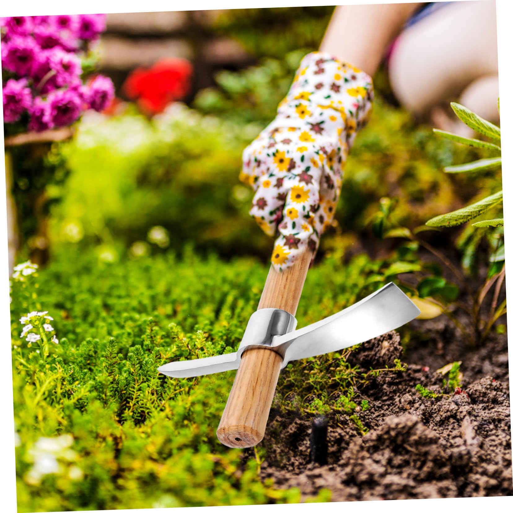 Kisangel Azada para Jardinería al Aire Azada para Cultivo de Hortalizas Herramienta para Jardinería con Mango Resistente