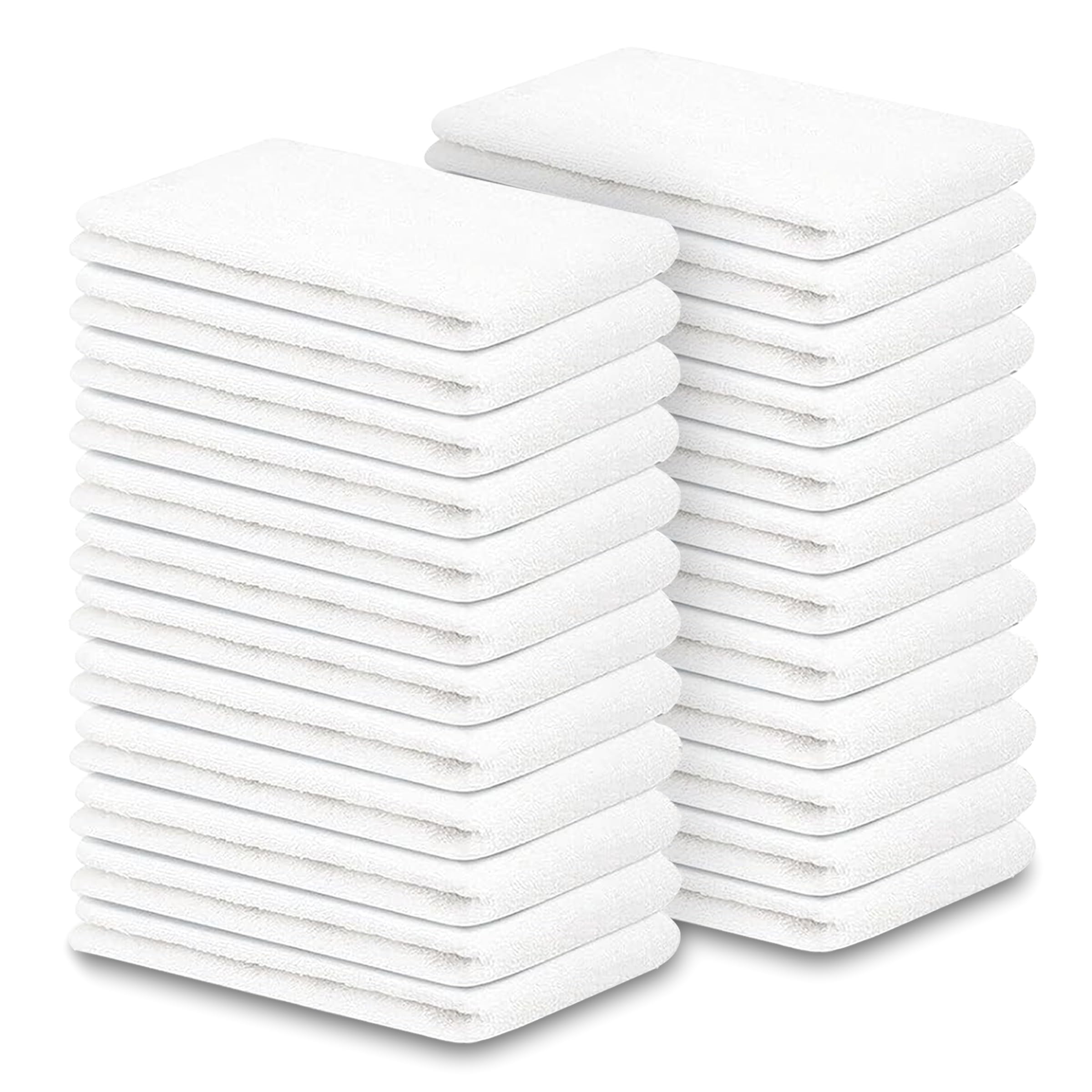 Confezione da 24 panni in spugna di cotone bianco, super assorbenti, riutilizzabili, per cucina, garage, salone, spa e uso commerciale, confezione da 24