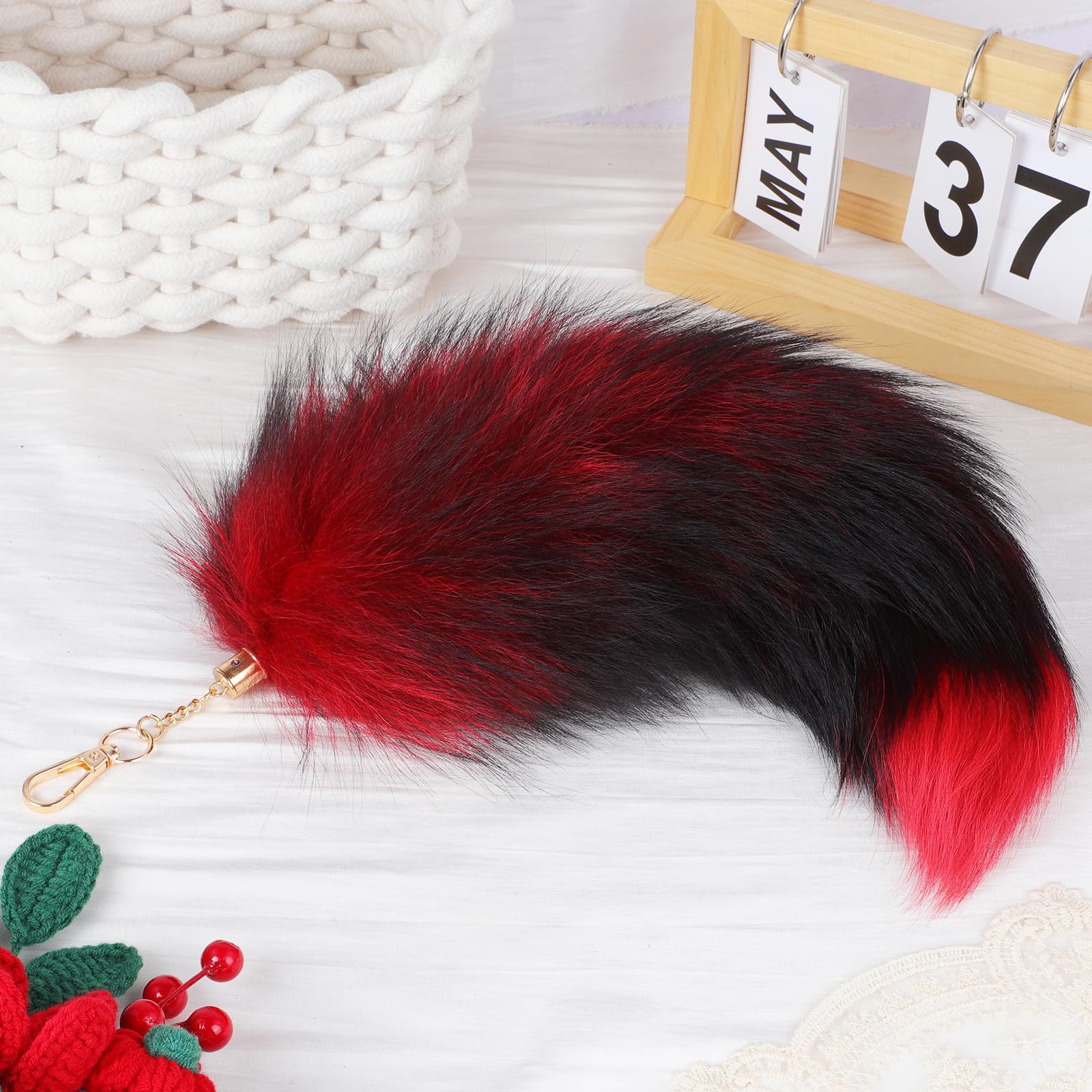Amazon.com: Alpertie Fluffy Real Fox Fur Tail Keychain Tassel Bag