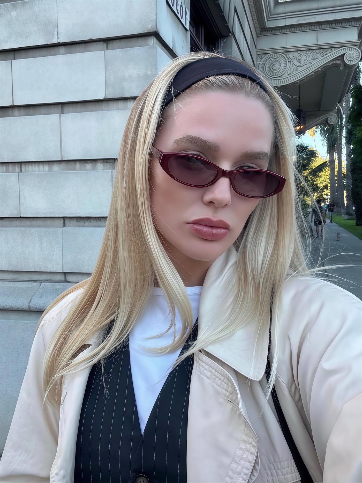 GUVIVI Retro owalne okulary przeciwsłoneczne dla kobiet szykowne kocie oko lata 90. okulary przeciwsłoneczne lekkie wąskie odcienie modne okulary przeciwsłoneczne chroniące przed promieniowaniem UV | 2026 Chic Y2K lekkie wąskie modne wąskie okulary przeci