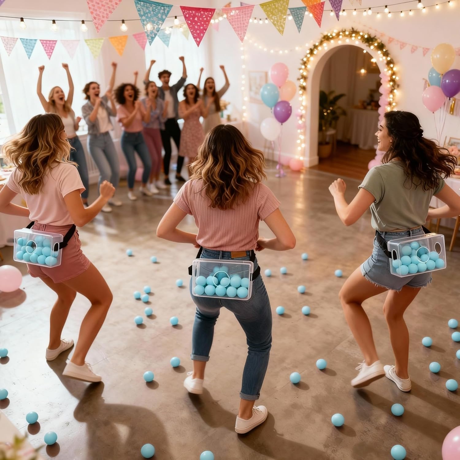 Baby Shower Games for Girl Boy, Fun Bridal Party Family Gatherings and Team-Building Activities, Twerk Pong Game (6 Sets Blue)