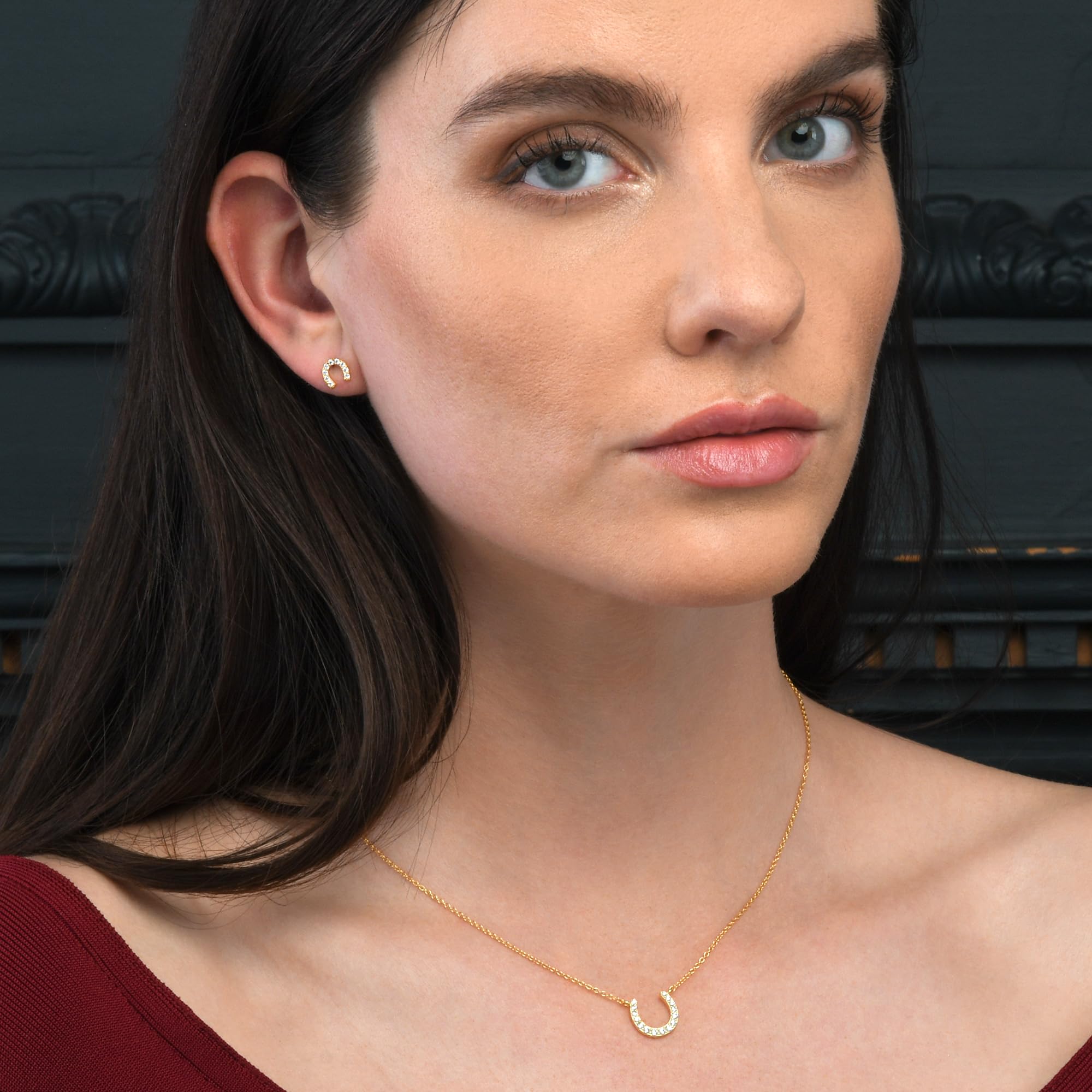 Diamond Treats Delicado Collar de Herradura en Plata de Ley 925, Lindo Collar Colgante de Herradura en Plata, Oro u Oro Rosa, Collares con Amuleto de la Suerte para Mujer