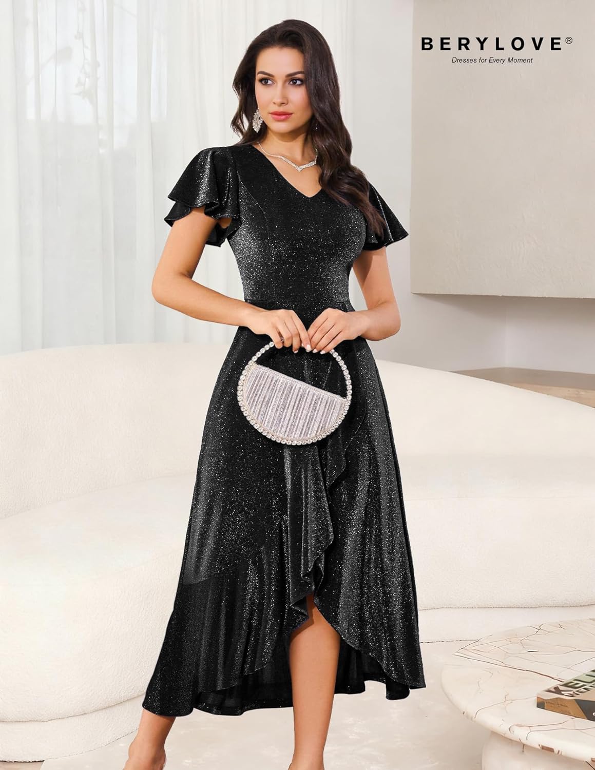 BeryLove Women Sequin Formal Party Dress Wedding Guest Cocktail Long Evening Dresses - Image 6