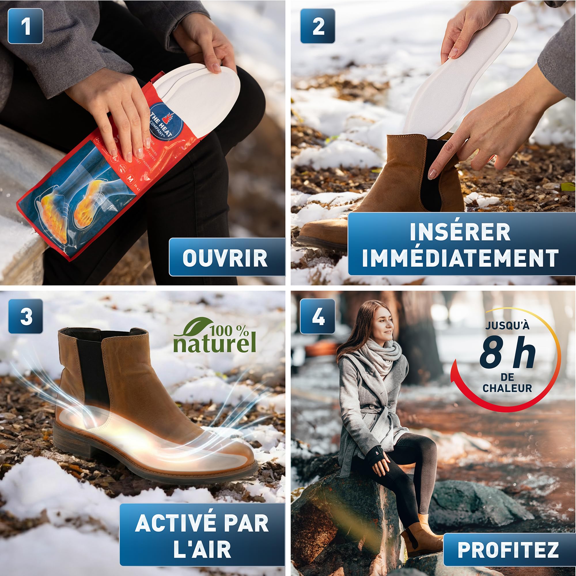 THE HEAT COMPANY Semelles Chauffantes - Extra Chaud - 8 Heures de Chaleur - Chaleur immédiate - autochauffante - purement Naturel – Small, Medium, Large, X-Large - 5, 10 ou 30 Paires