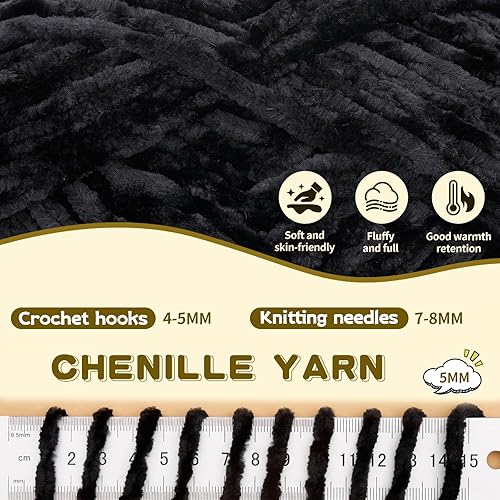 Miniatura 3 de Tikjiua Hilo de felpilla blanco de 3.5 onzas para ganchillo, hilo grueso de felpilla con marcadores de costura, hilo de chenilla grueso para mantas,