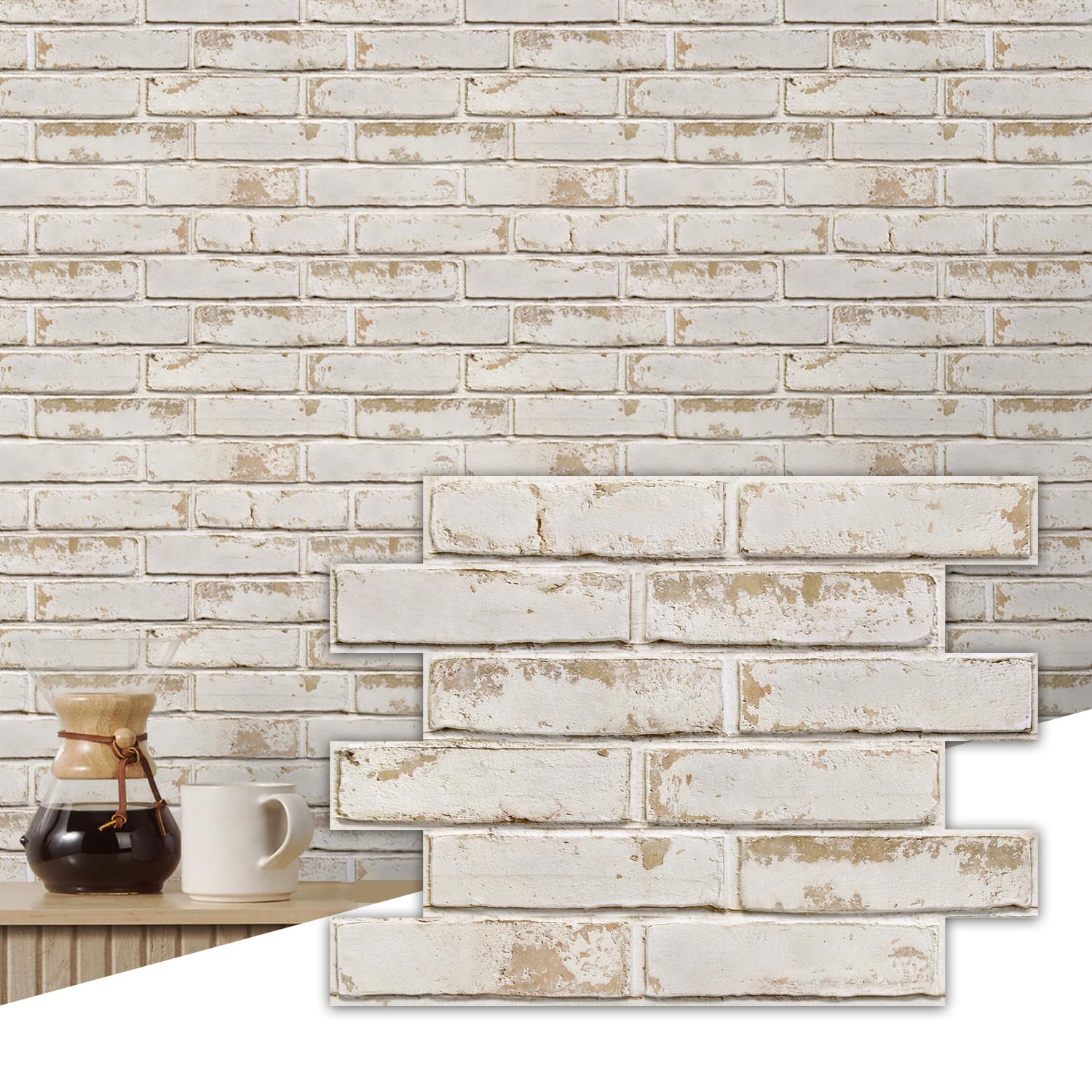 Commomy 3D Faux Brick Wall Panels - 10pcs 15.74" x 11.8" — image 1