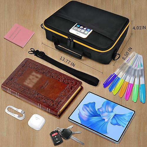 Miniatura 5 de Peciue Funda grande para la Biblia, diario para la Biblia, librero de transporte para bolígrafos, libros de trabajo, resaltadores, para iPad, papel