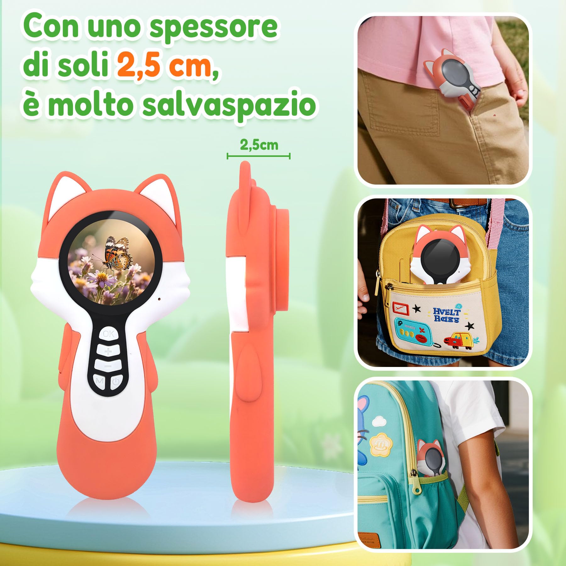 Microscopio digitale 2 in 1 per bambini, un obiettivo per fotocamera e un obiettivo per microscopio, microscope for kids 100X, piccoli esploratori, 16GB, Panda
