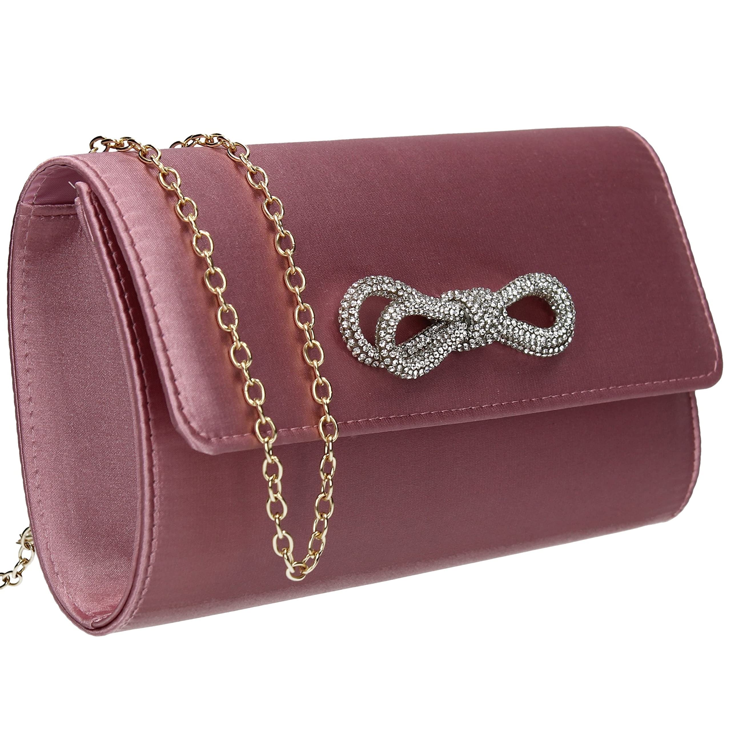 SwankySwans Daphne Satin Womens Party Prom Wedding Evening Ladies Clutch Bag Purse (Blush)
