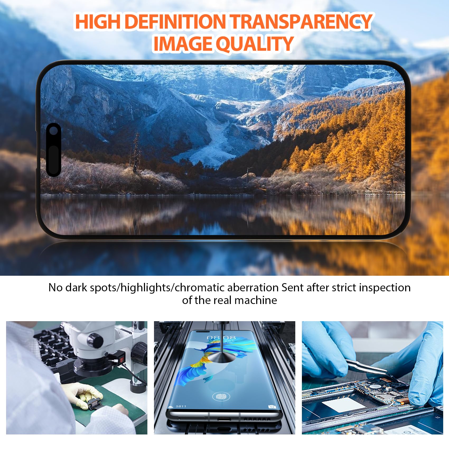 Display für iPhone 14 Pro LCD Ersatzbildschirm, Touch Digitizer Assembly (A2890, A2650, A2889, A2892, A2891) mit Reparatur-Werkzeug-Set