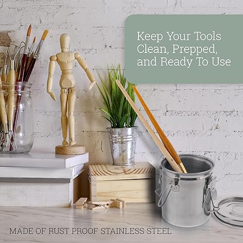 Miniatura 5 de US Art Supply Arandela de cepillo de lujo a prueba de fugas de acero inoxidable