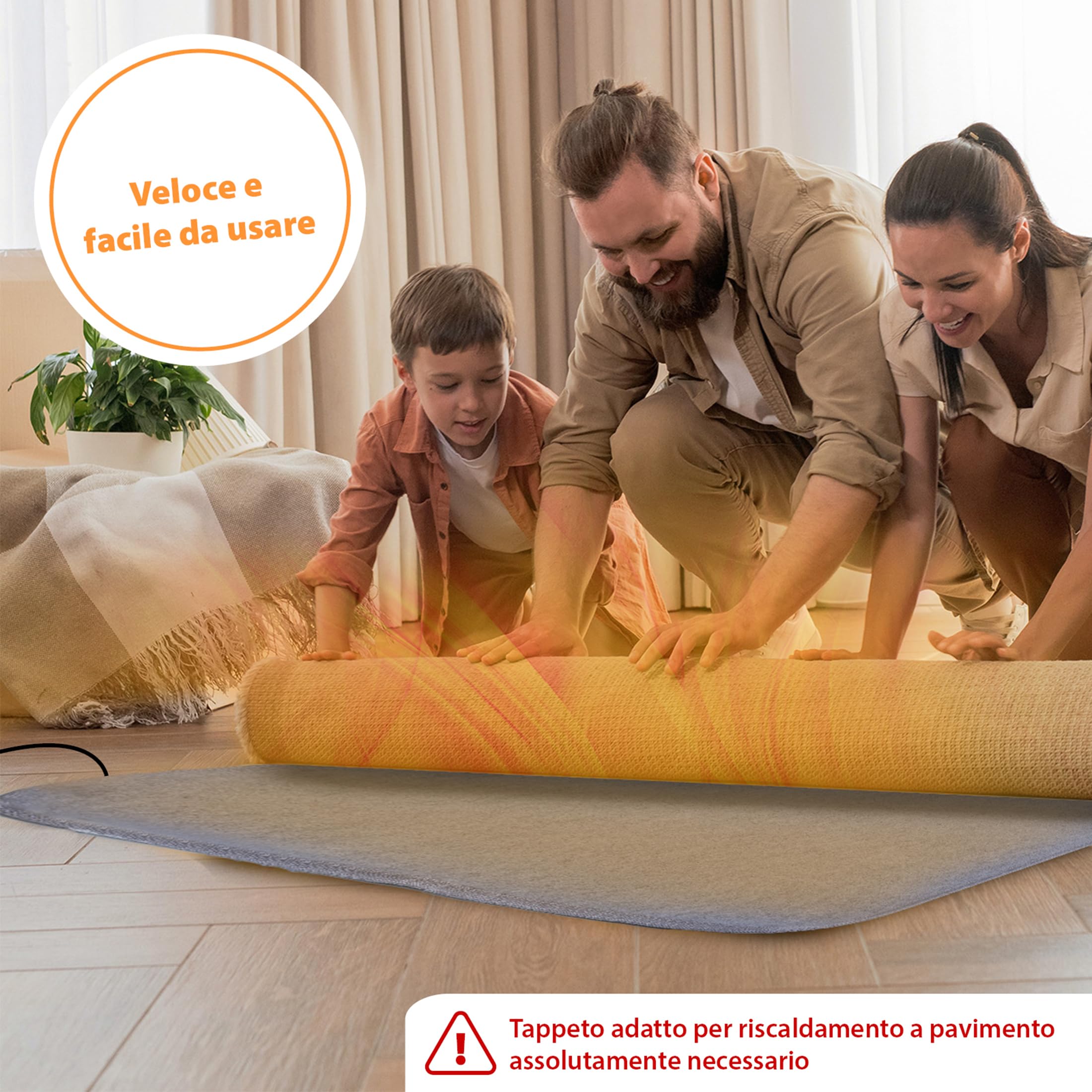 Mi-Heat Sotto tappeto riscaldabile 100x140 cm - Riscaldamento sotto il tappeto Tappeto riscaldante Zerbino Tappeto termico fino a 30 °C - 3 livelli di riscaldamento e timer
