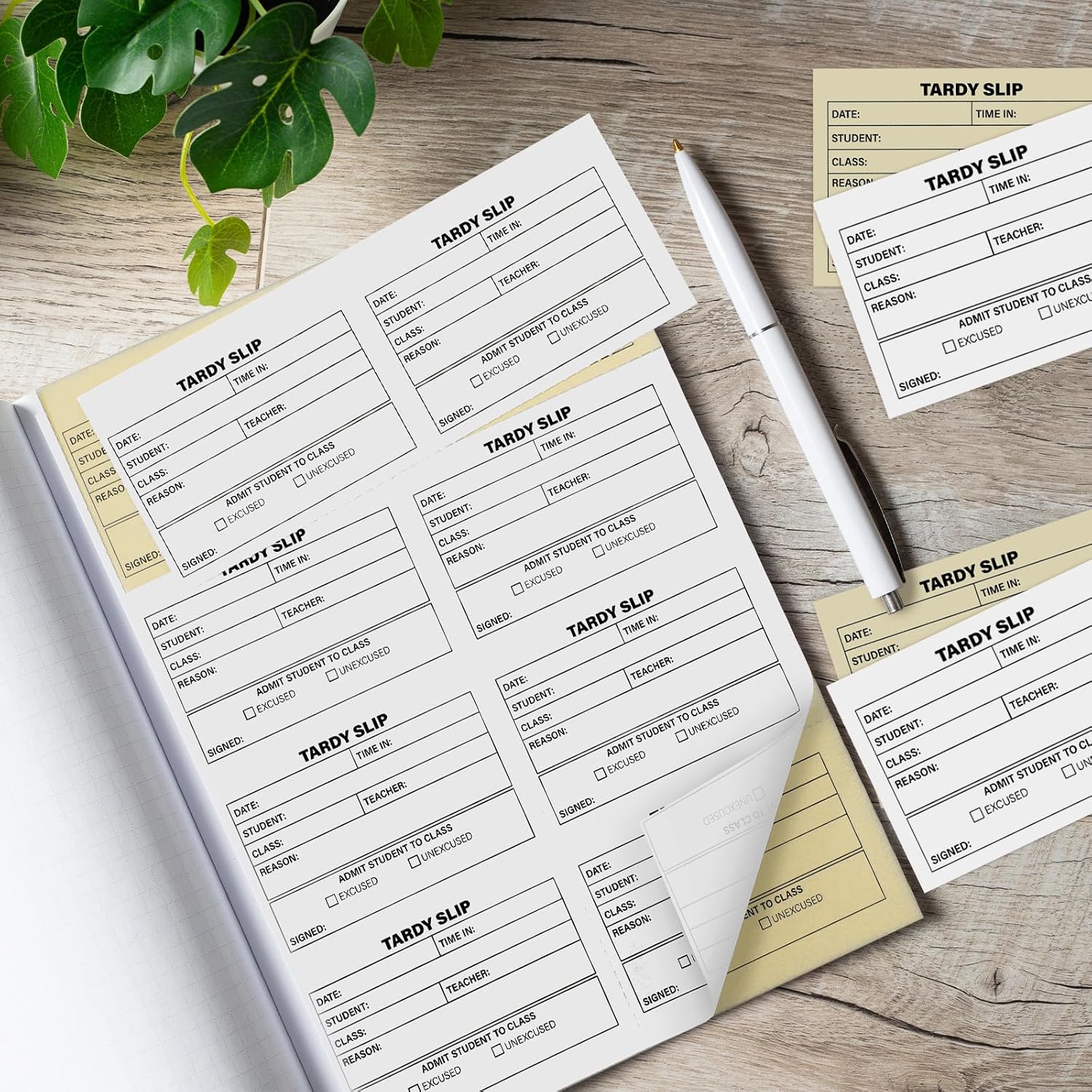 gisgfim Tardy Slip Book with Carbonless Duplicates in Easy Removal Fold and Tear Tardy Slips Per Book Register Copy Notebook for Student Late Arrivals School Supplies Teacher 400 Pcs/Pad (4 Pads) image 4