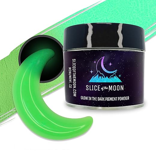 Slice of the Moon | Green Glow-in-The-Dark Luminescent Pigment Powder for Cosmetics, Epoxy Resin, Art Projects, Paint, Face Paint, and Crafts - 1oz (28g) Jar